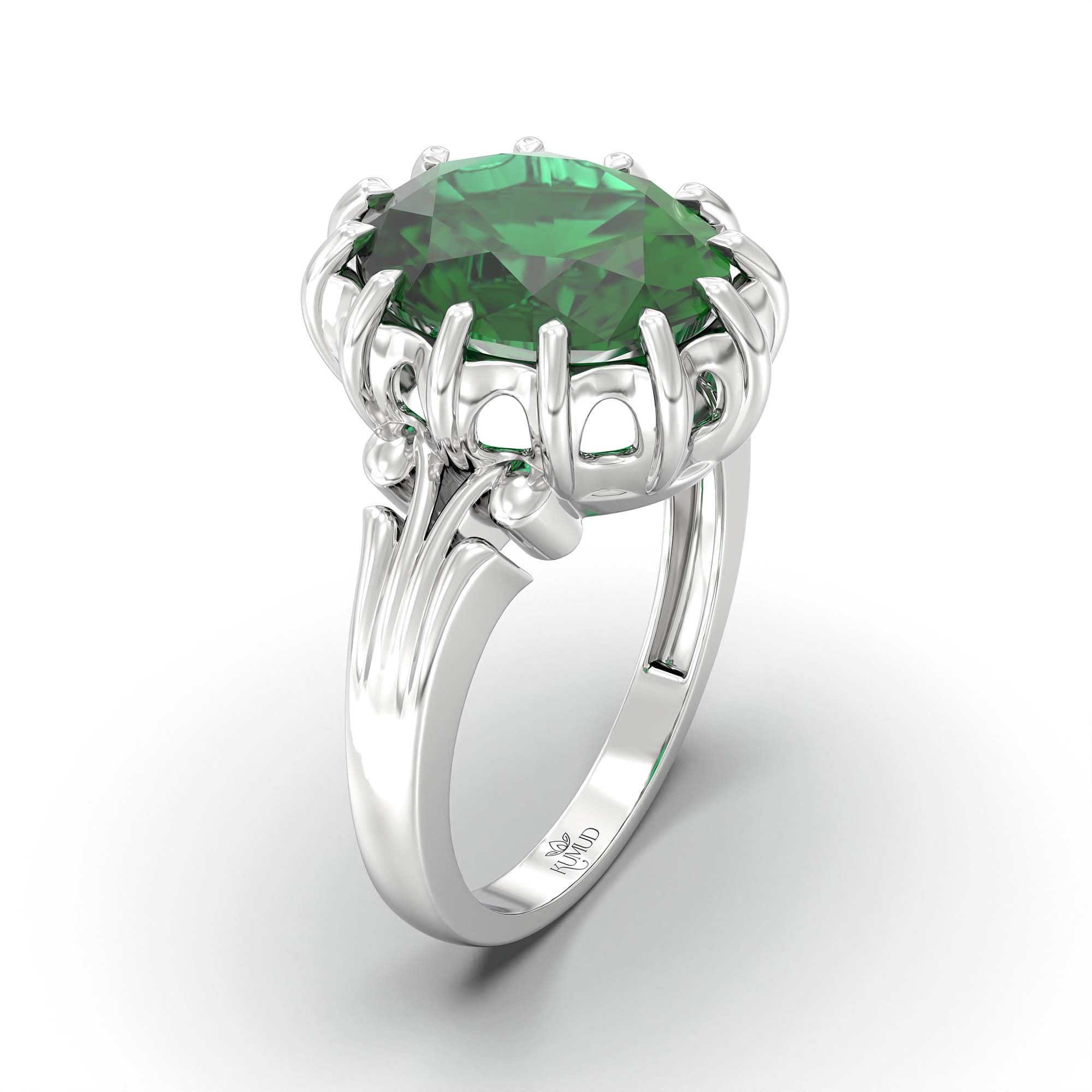 Emerald (Panna) Ring for Men in 925 Sterling Silver – Oval 14x11 mm, Prong Setting, 11 g (Design K12-4) thumbnail