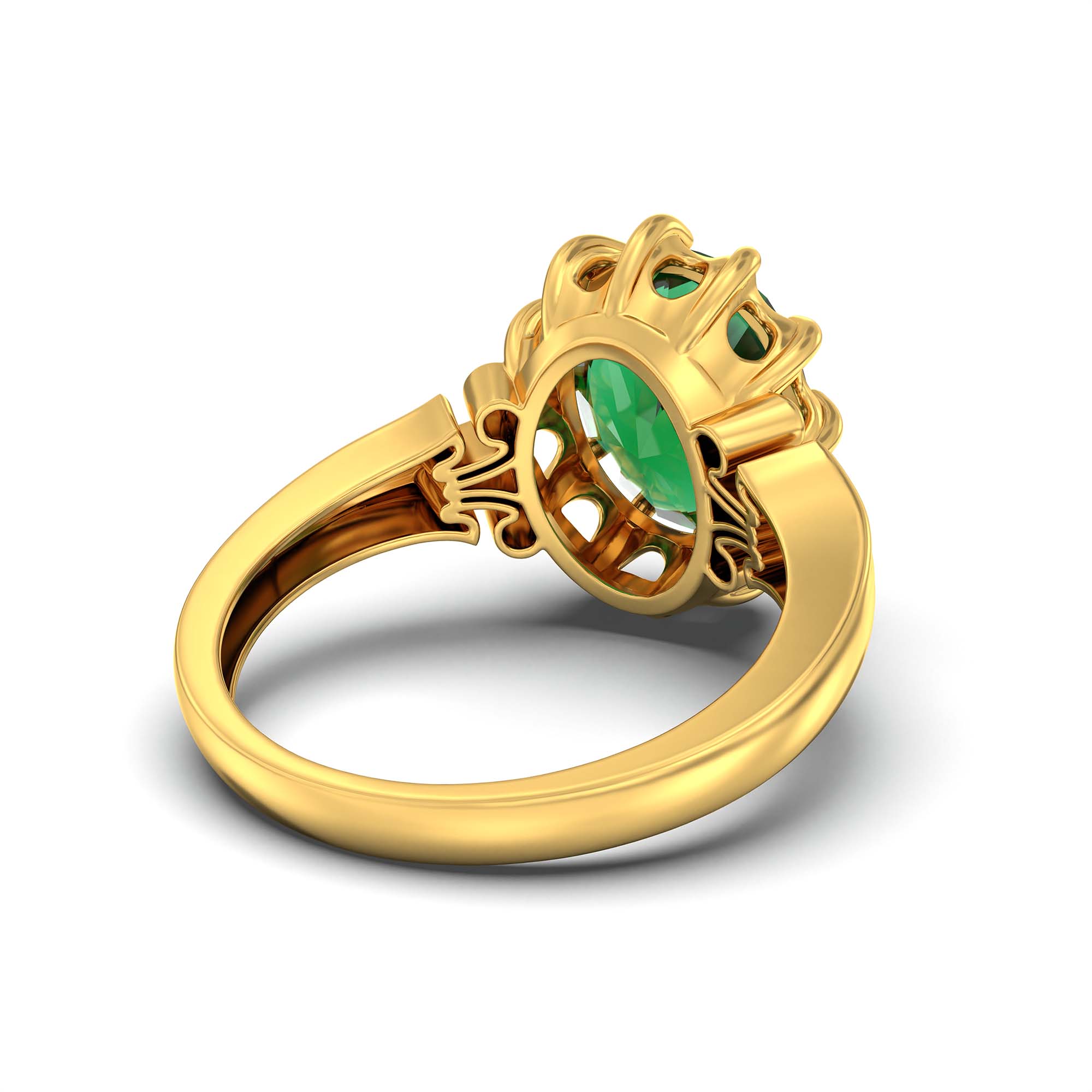 Emerald (Panna) Ring for Men in 22K Yellow Gold – Oval 14x11 mm, Prong Setting, 11 g (Design K12-4) thumbnail