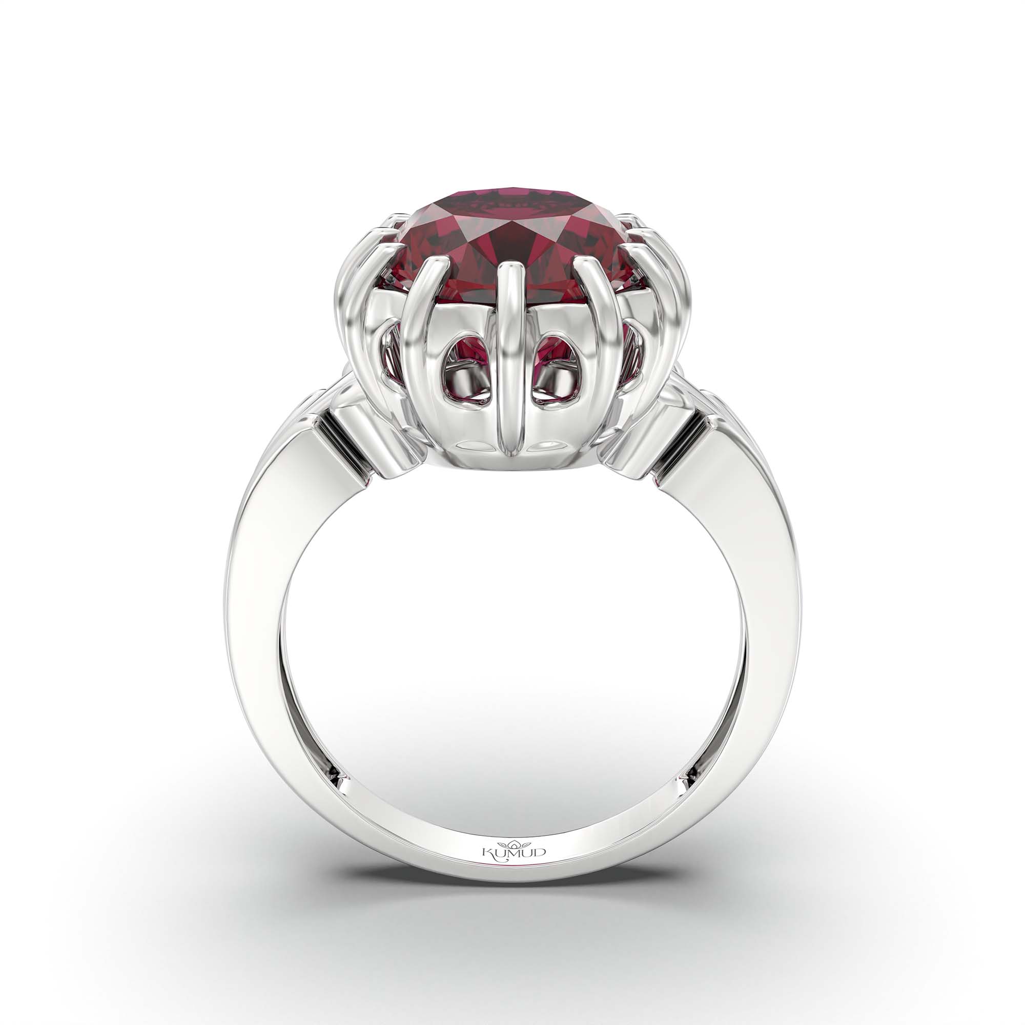 Ruby (Manik) Ring for Men in 925 Sterling Silver – Oval 14x11 mm, Prong Setting, 11 g (Design K12-4) thumbnail