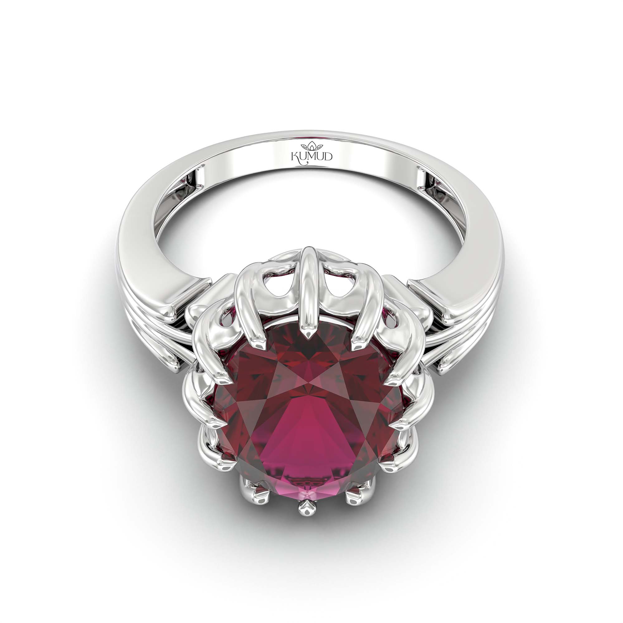 Ruby (Manik) Ring for Men in 925 Sterling Silver – Oval 14x11 mm, Prong Setting, 11 g (Design K12-4) thumbnail
