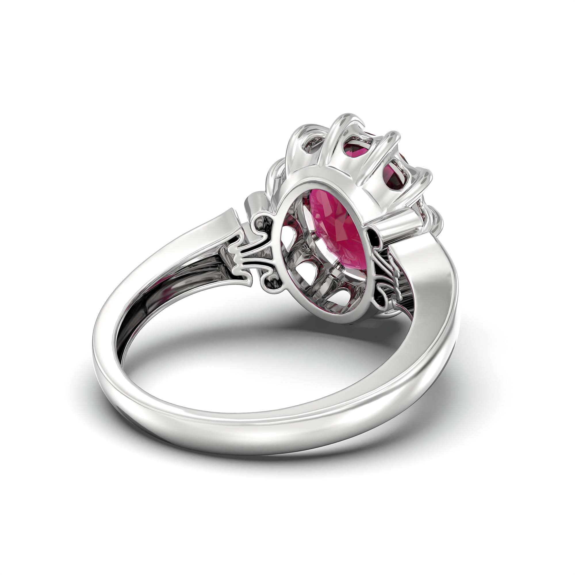 Ruby (Manik) Ring for Men in 925 Sterling Silver – Oval 14x11 mm, Prong Setting, 11 g (Design K12-4) thumbnail