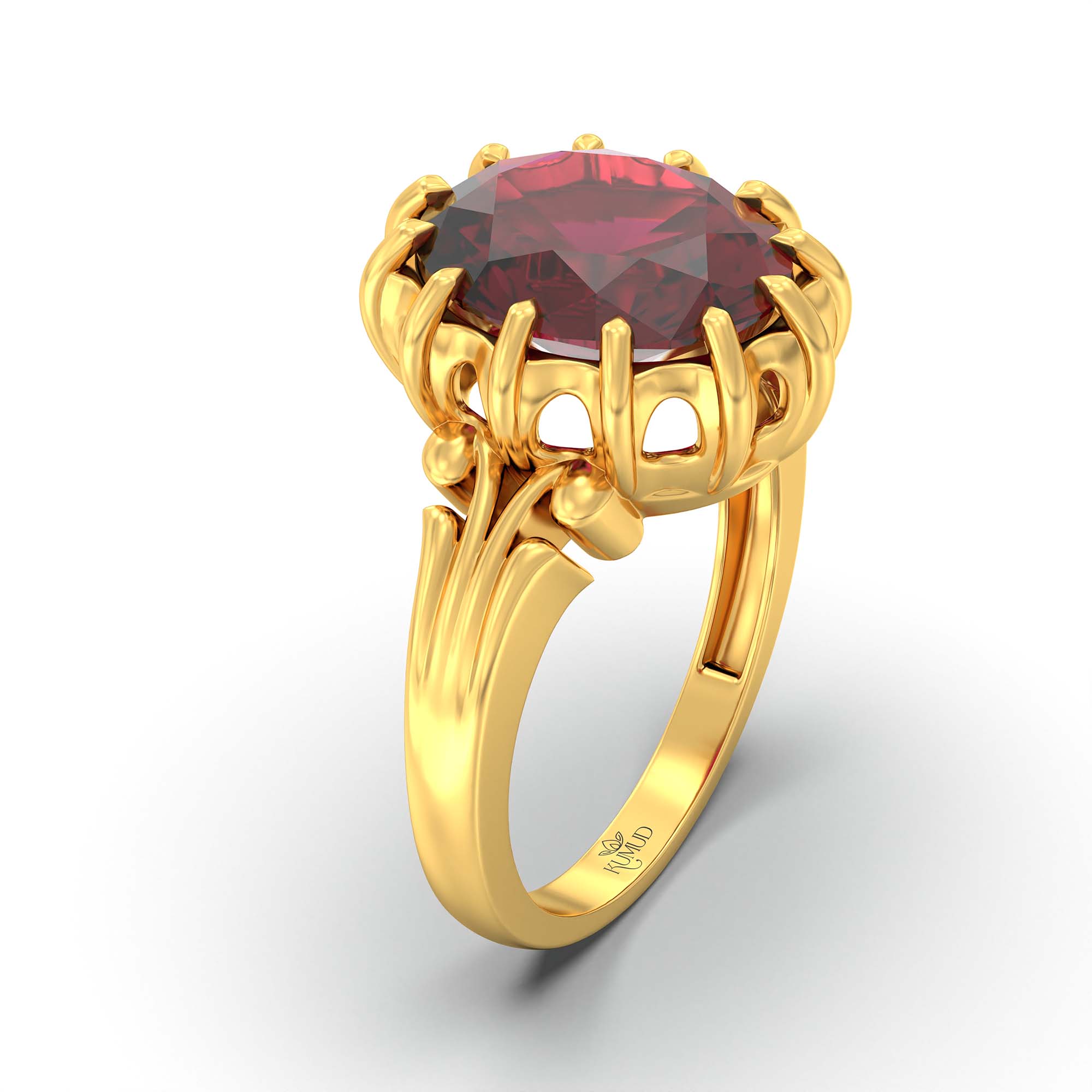 Ruby (Manik) Ring for Men in 22K Yellow Gold – Oval 14x11 mm, Prong Setting, 11 g (Design K12-4) thumbnail