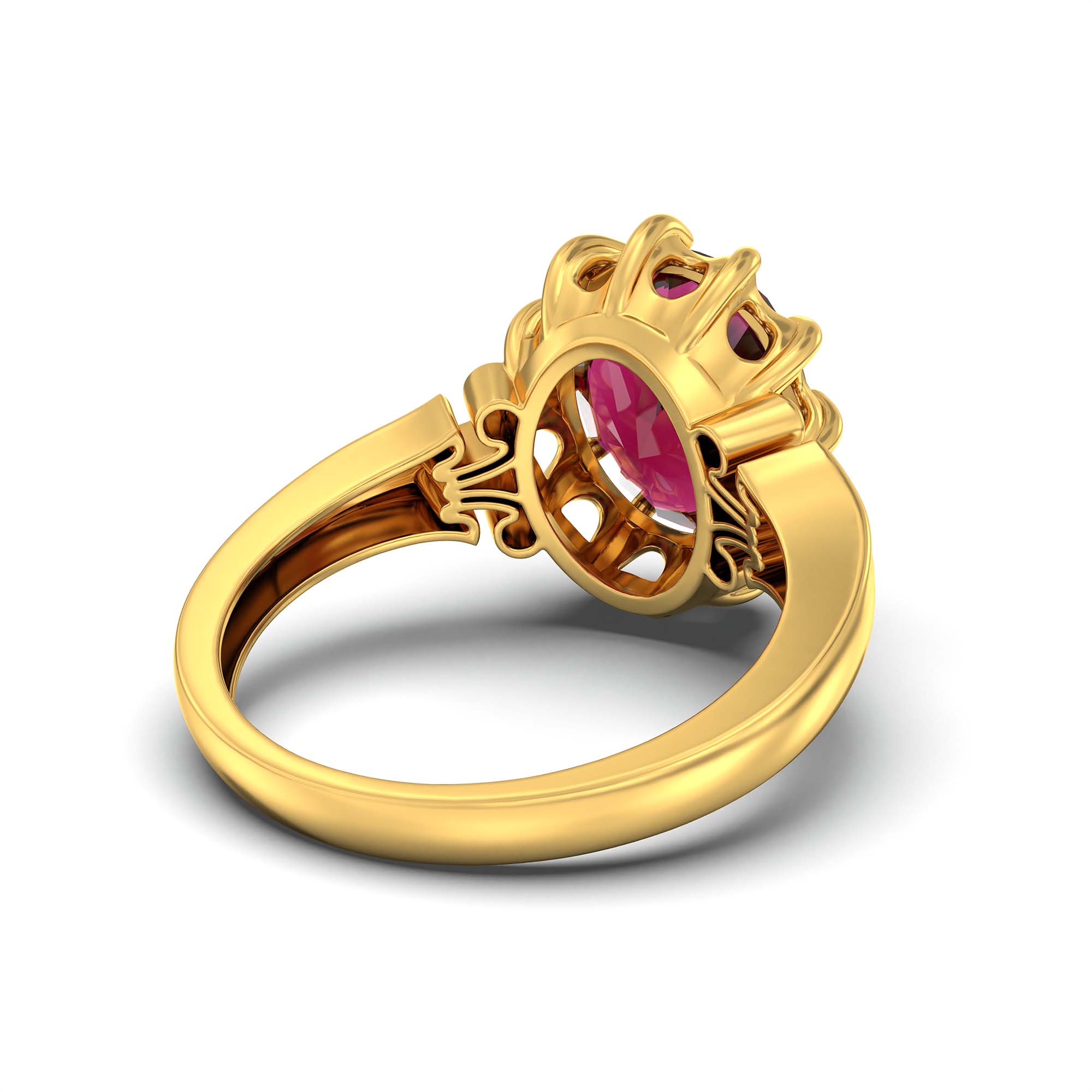 Ruby (Manik) Ring for Men in 22K Yellow Gold – Oval 14x11 mm, Prong Setting, 11 g (Design K12-4) thumbnail