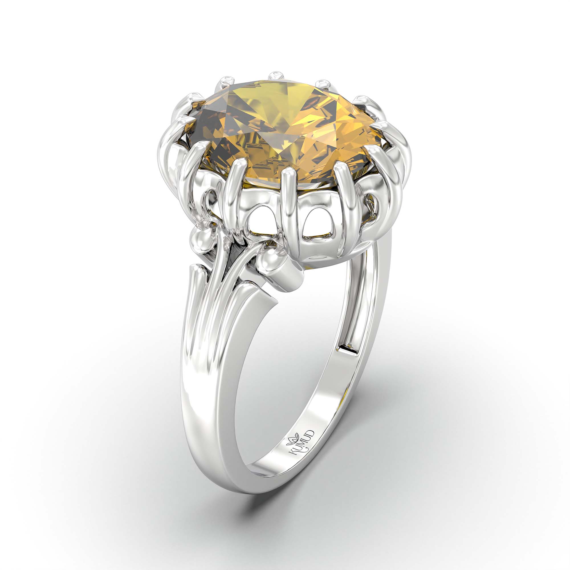 Yellow Sapphire (Pukhraj) Ring for Men in 925 Sterling Silver – Oval 14x11 mm, Prong Setting, 11 g (Design K12-4) thumbnail