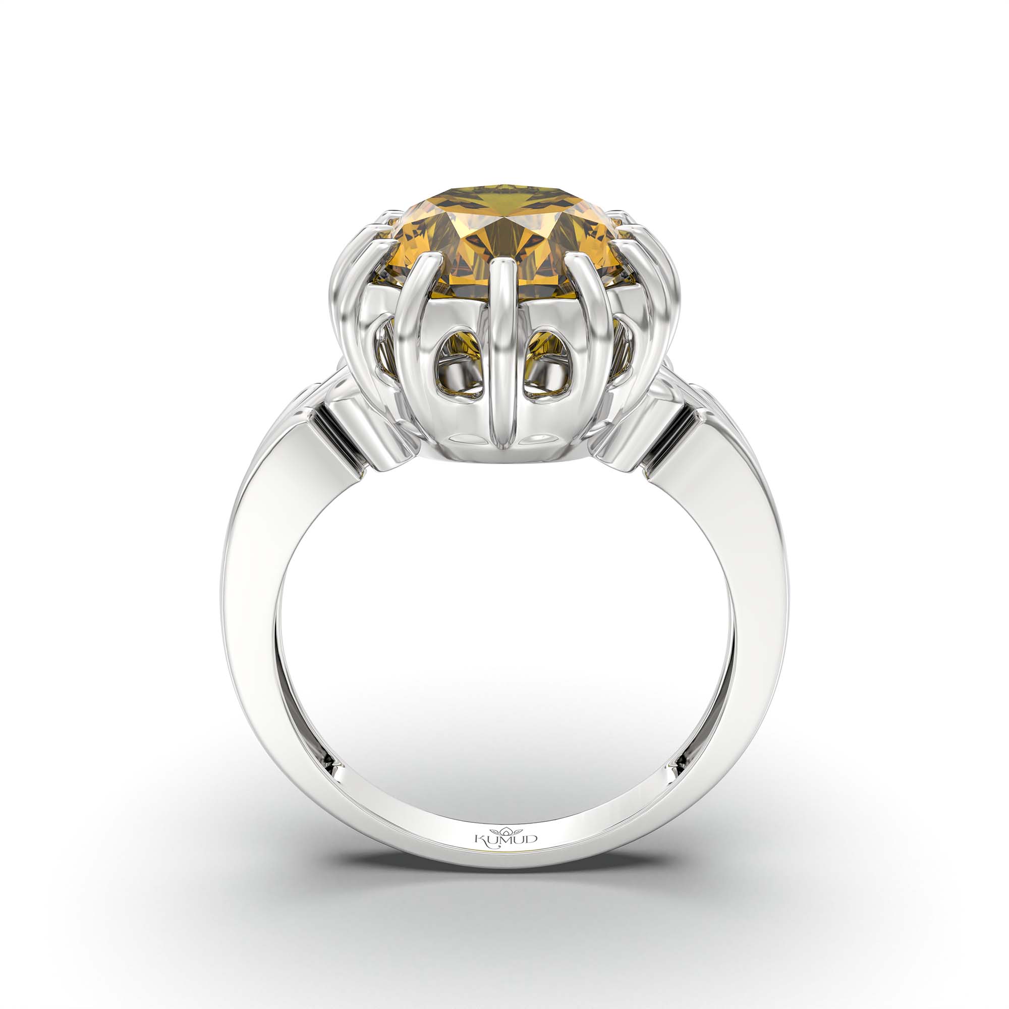 Yellow Sapphire (Pukhraj) Ring for Men in 925 Sterling Silver – Oval 14x11 mm, Prong Setting, 11 g (Design K12-4) thumbnail
