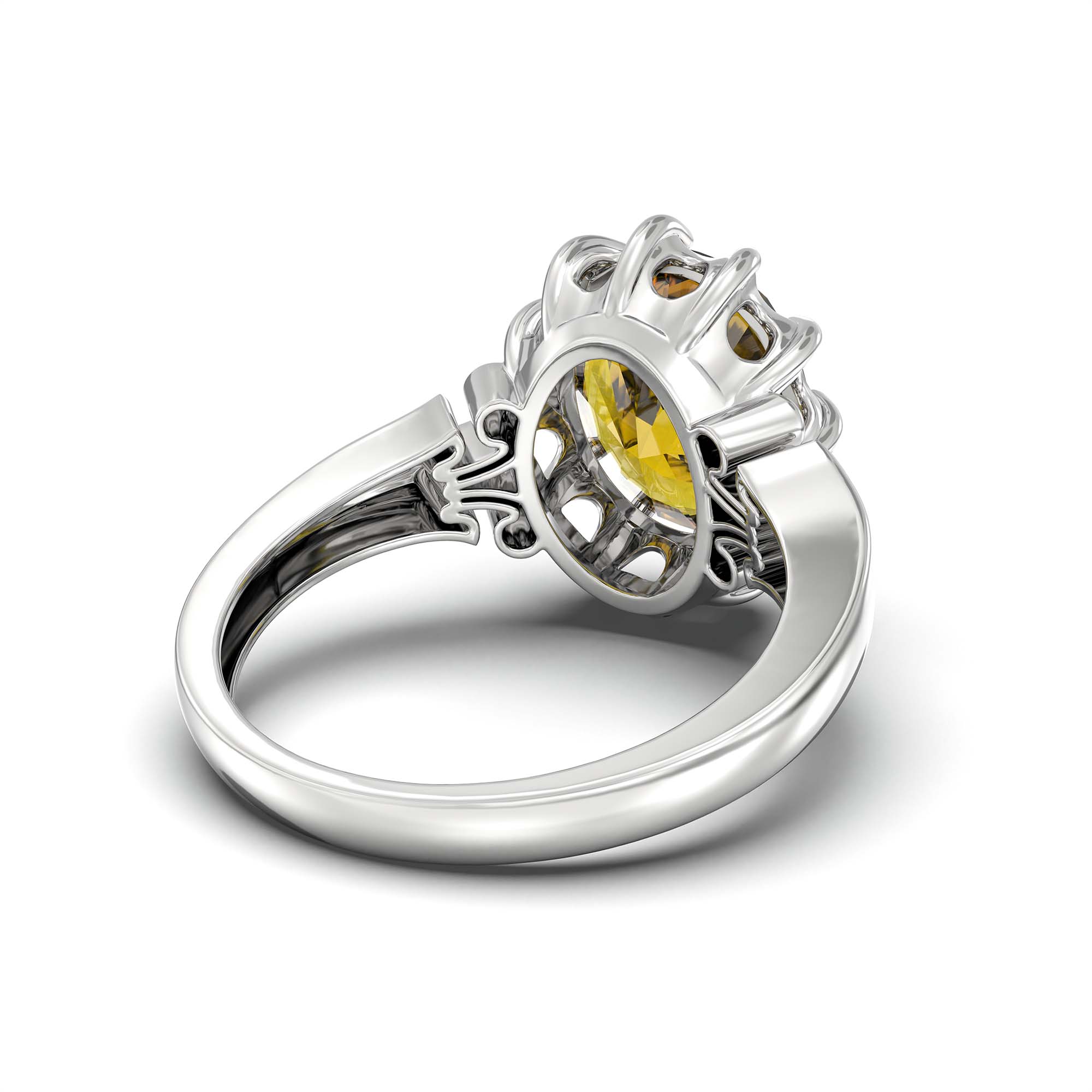 Yellow Sapphire (Pukhraj) Ring for Men in 925 Sterling Silver – Oval 14x11 mm, Prong Setting, 11 g (Design K12-4) thumbnail