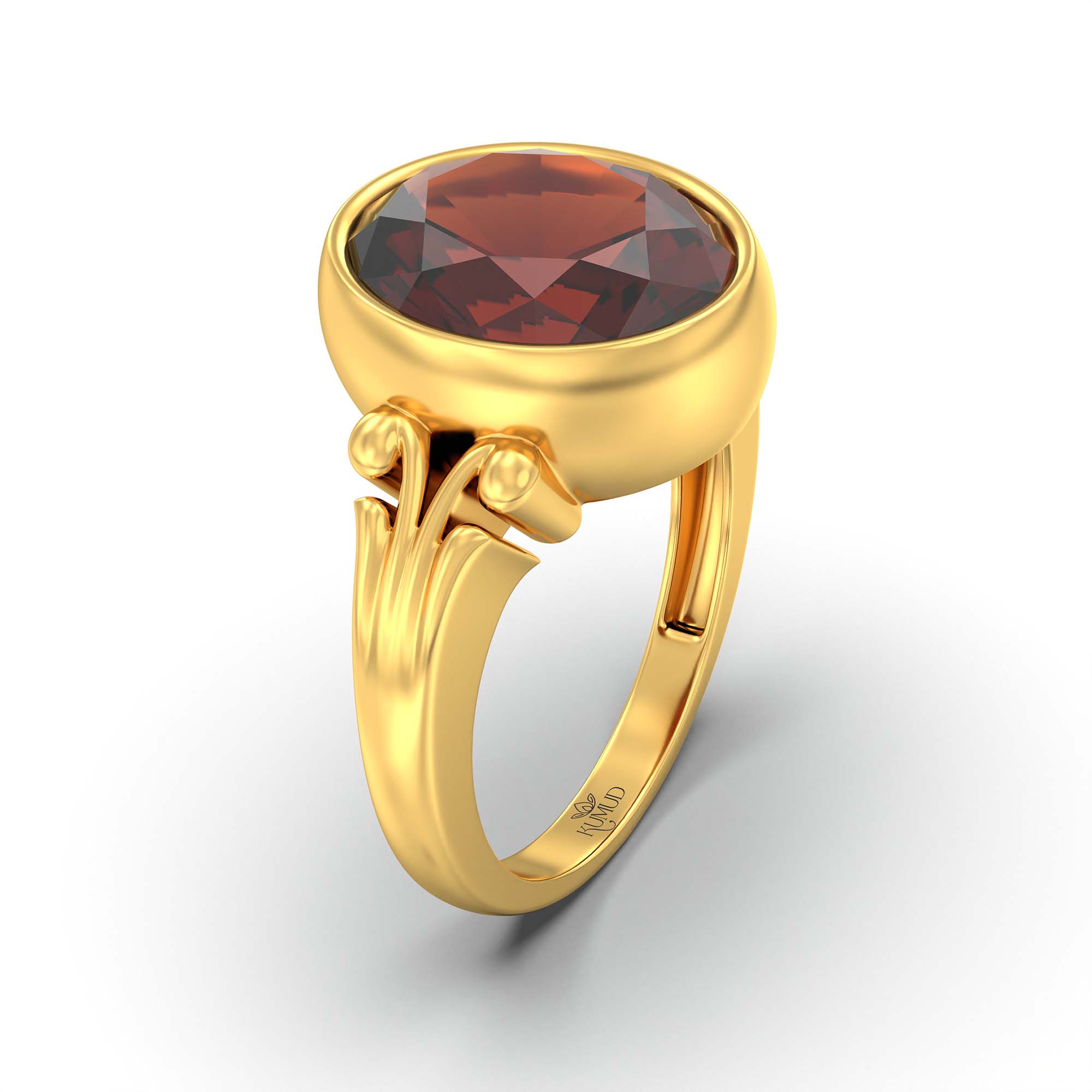 Hessonite (Gomed) Ring for Men in 22K Yellow Gold – Oval 14x11 mm, Bezel Setting, 12 g thumbnail