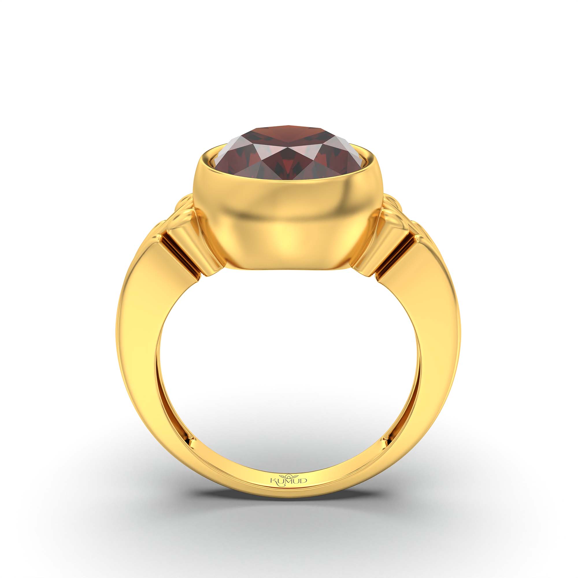 Hessonite (Gomed) Ring for Men in 22K Yellow Gold – Oval 14x11 mm, Bezel Setting, 12 g thumbnail