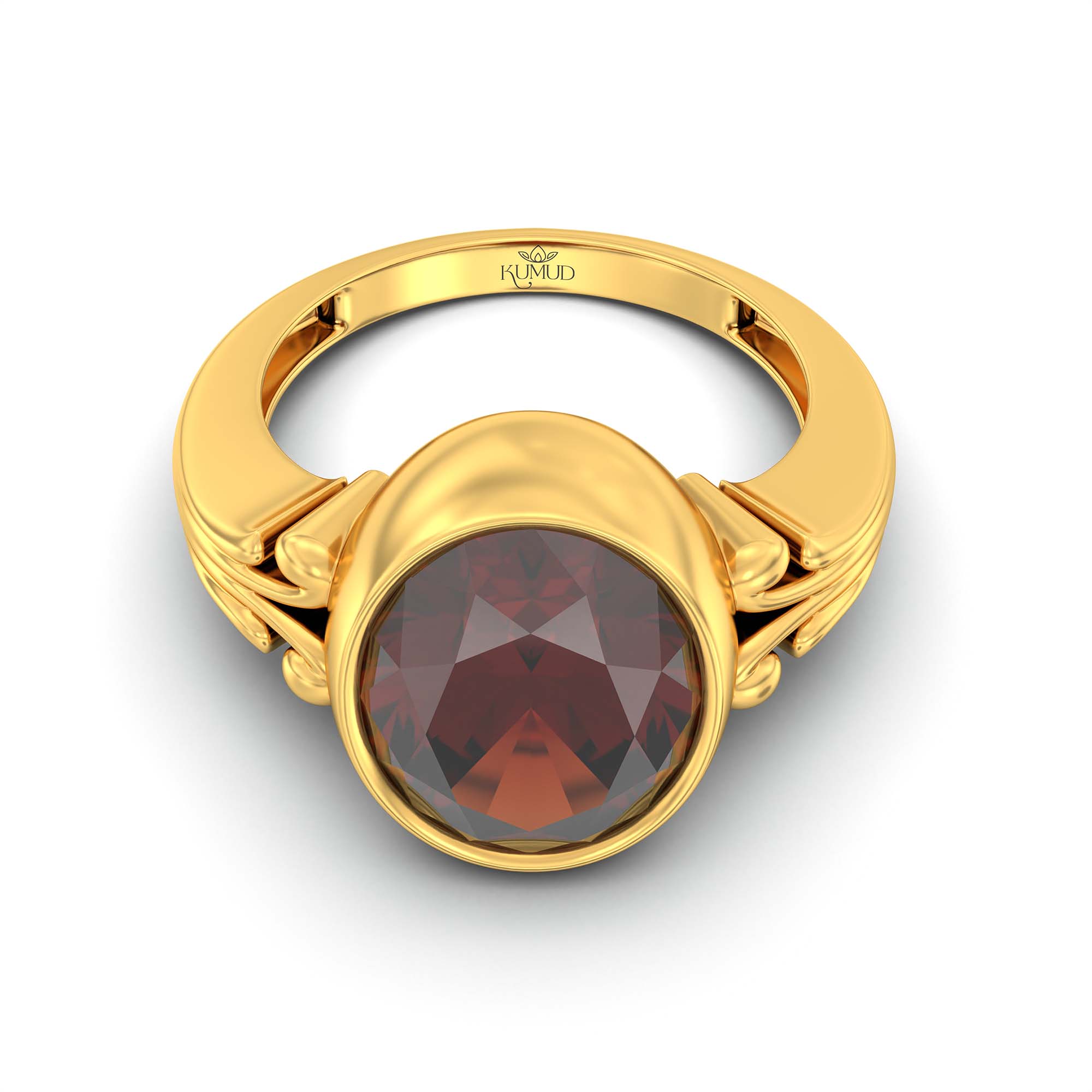 Hessonite (Gomed) Ring for Men in 22K Yellow Gold – Oval 14x11 mm, Bezel Setting, 12 g thumbnail