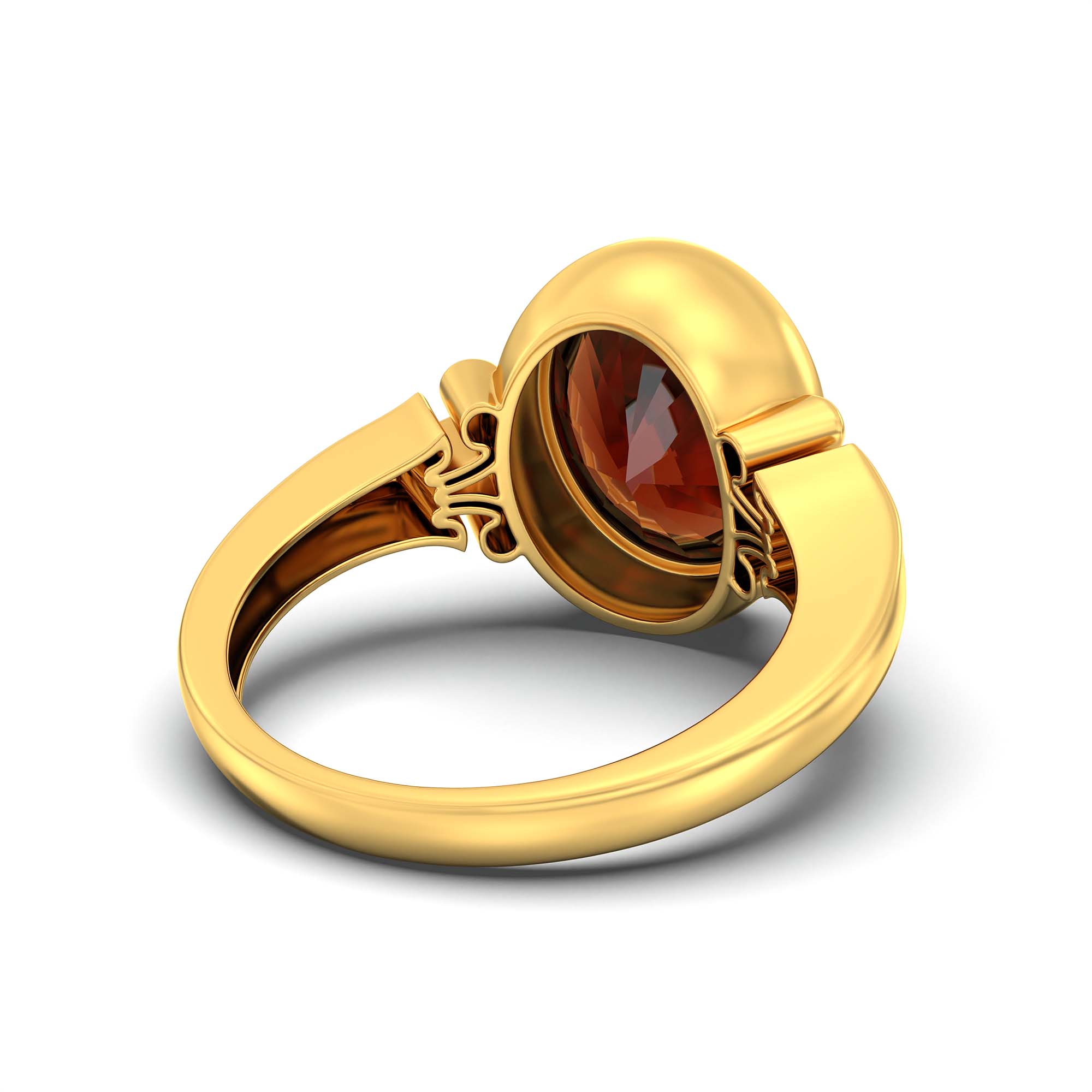 Hessonite (Gomed) Ring for Men in 22K Yellow Gold – Oval 14x11 mm, Bezel Setting, 12 g thumbnail