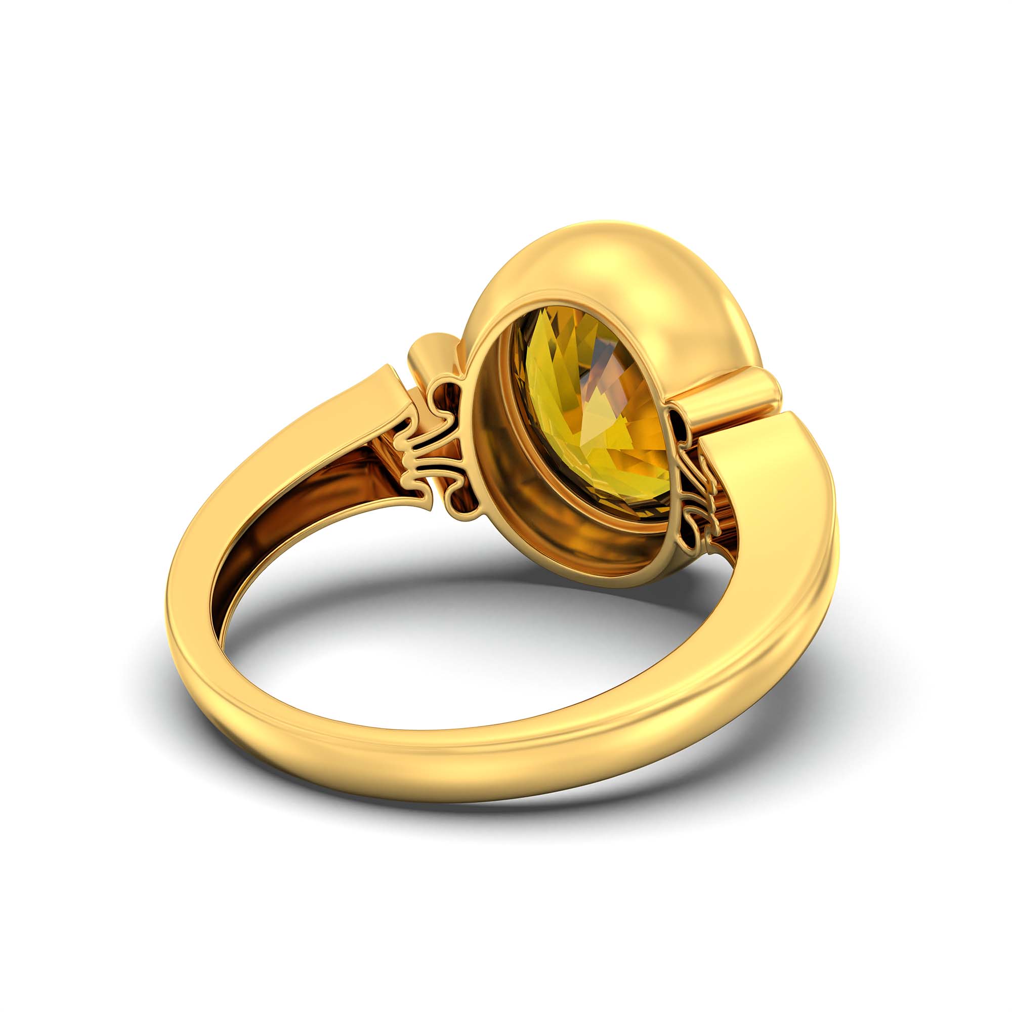 Yellow Sapphire (Pukhraj) Ring for Men in 22K Yellow Gold – Oval 14x11 mm, Bezel Setting, 12 g thumbnail