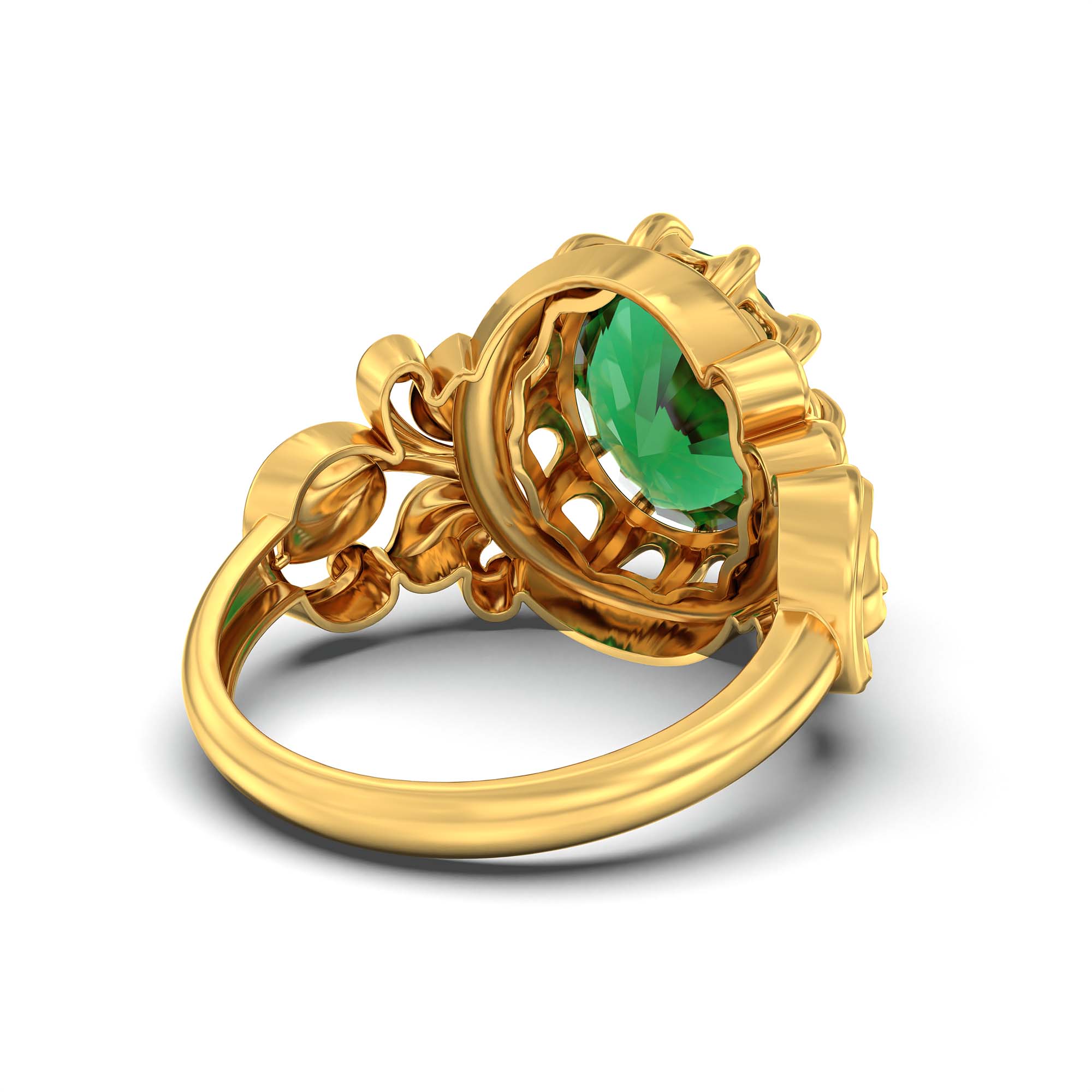 Emerald (Panna) Ring for Men in 22K Yellow Gold – Oval 14x11 mm, Prong Setting, 10 g (Design K12-5) thumbnail