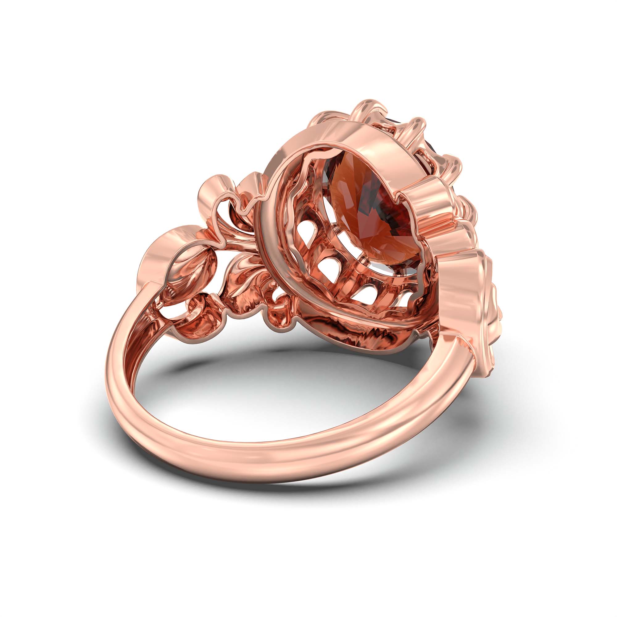 Hessonite (Gomed) Ring for Men in 18K Rose Gold – Oval 14x11 mm, Prong Setting, 10 g (Design K12-5) thumbnail