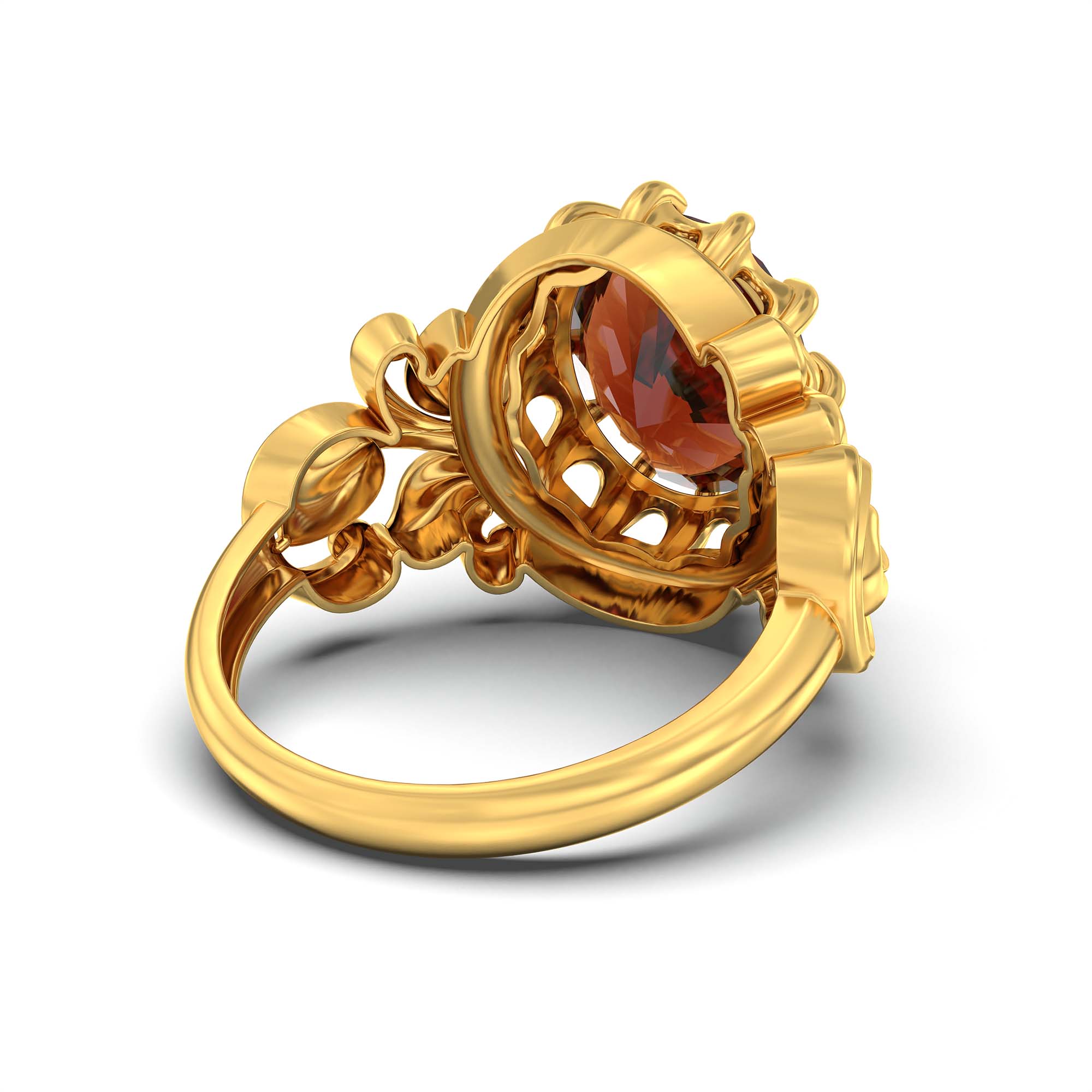 Hessonite (Gomed) Ring for Men in 22K Yellow Gold – Oval 14x11 mm, Prong Setting, 10 g (Design K12-5) thumbnail