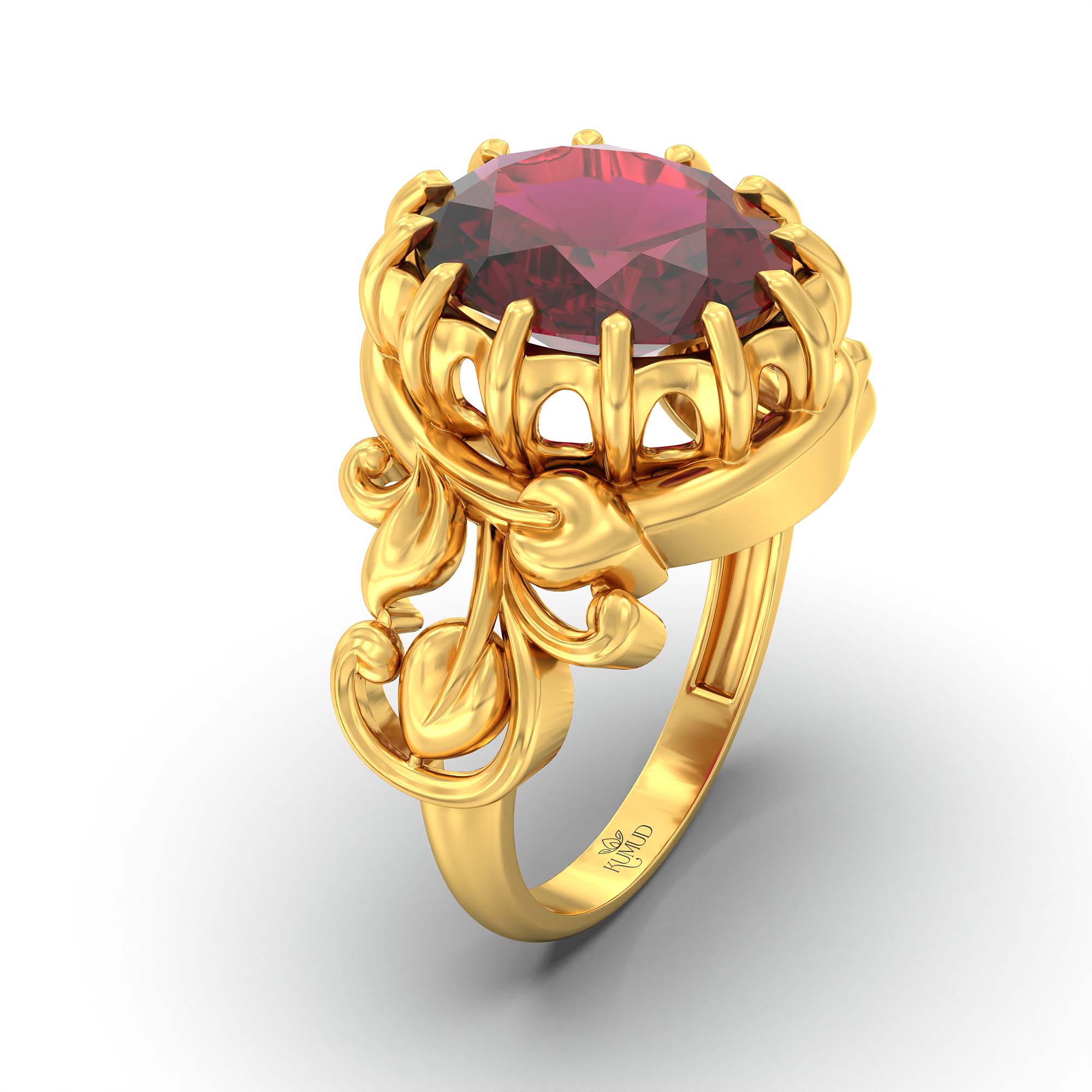 Ruby (Manik) Ring for Men in 22K Yellow Gold – Oval 14x11 mm, Prong Setting, 10 g (Design K12-5) thumbnail
