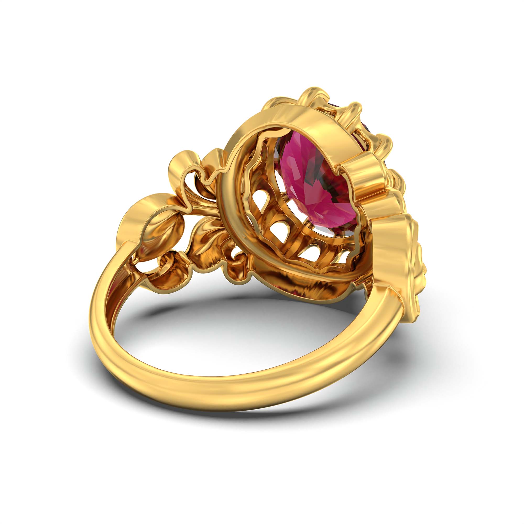 Ruby (Manik) Ring for Men in 22K Yellow Gold – Oval 14x11 mm, Prong Setting, 10 g (Design K12-5) thumbnail
