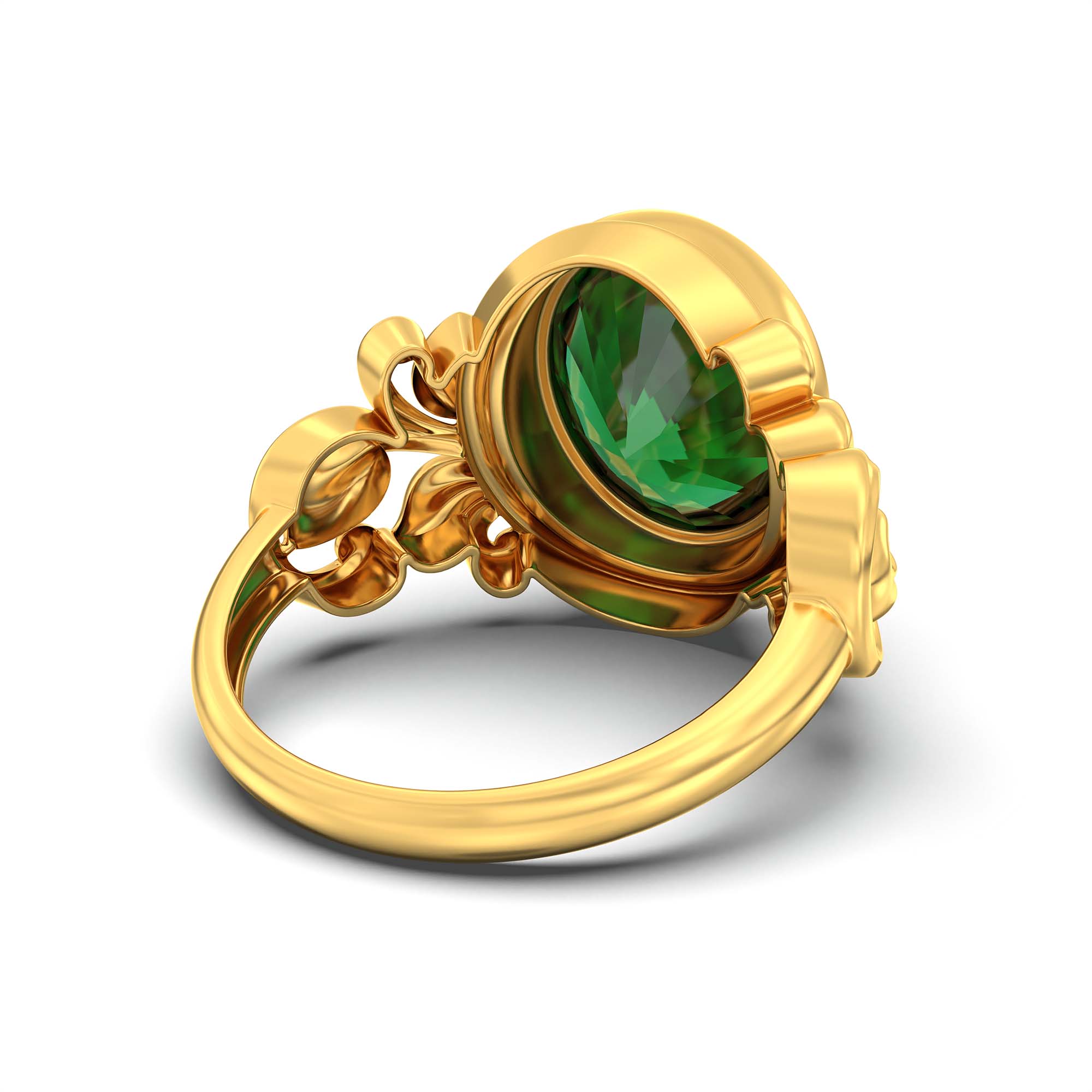Emerald (Panna) Ring for Men in 22K Yellow Gold – Oval 14x11 mm, Bezel Setting, 9 g (Design K12-5) thumbnail