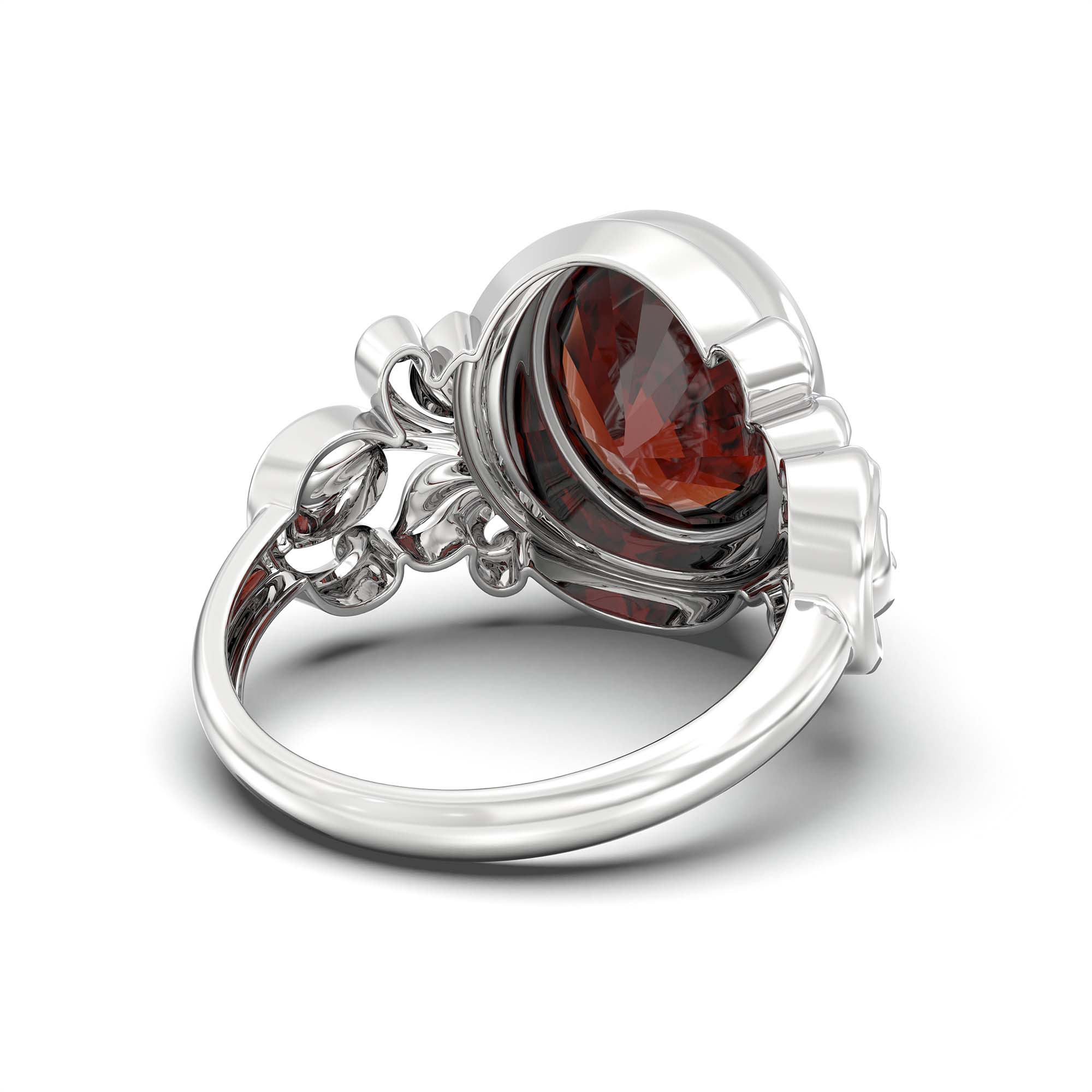 Hessonite (Gomed) Ring for Men in 925 Sterling Silver – Oval 14x11 mm, Bezel Setting, 9 g (Design K12-5) thumbnail