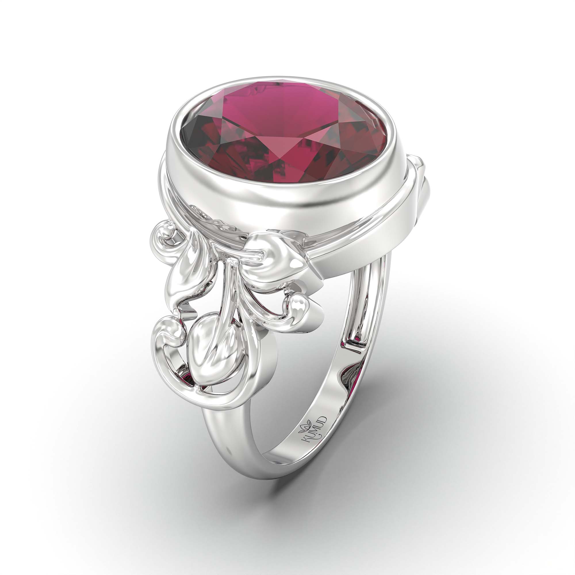 Ruby (Manik) Ring for Men in 925 Sterling Silver – Oval 14x11 mm, Bezel Setting, 9 g (Design K12-5) thumbnail
