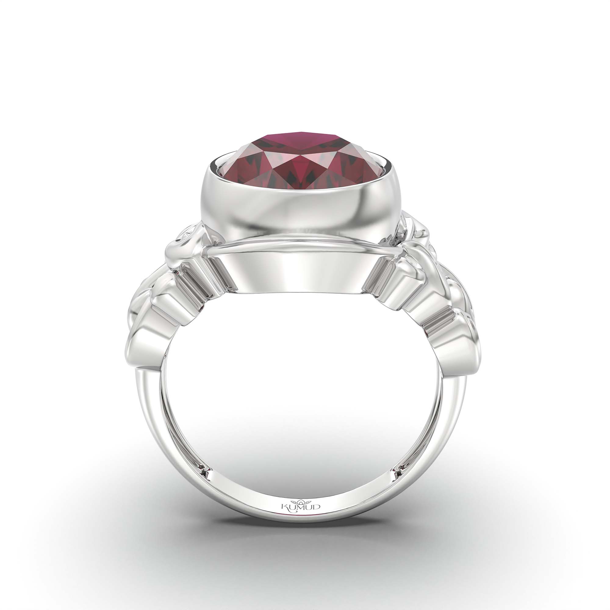 Ruby (Manik) Ring for Men in 925 Sterling Silver – Oval 14x11 mm, Bezel Setting, 9 g (Design K12-5) thumbnail