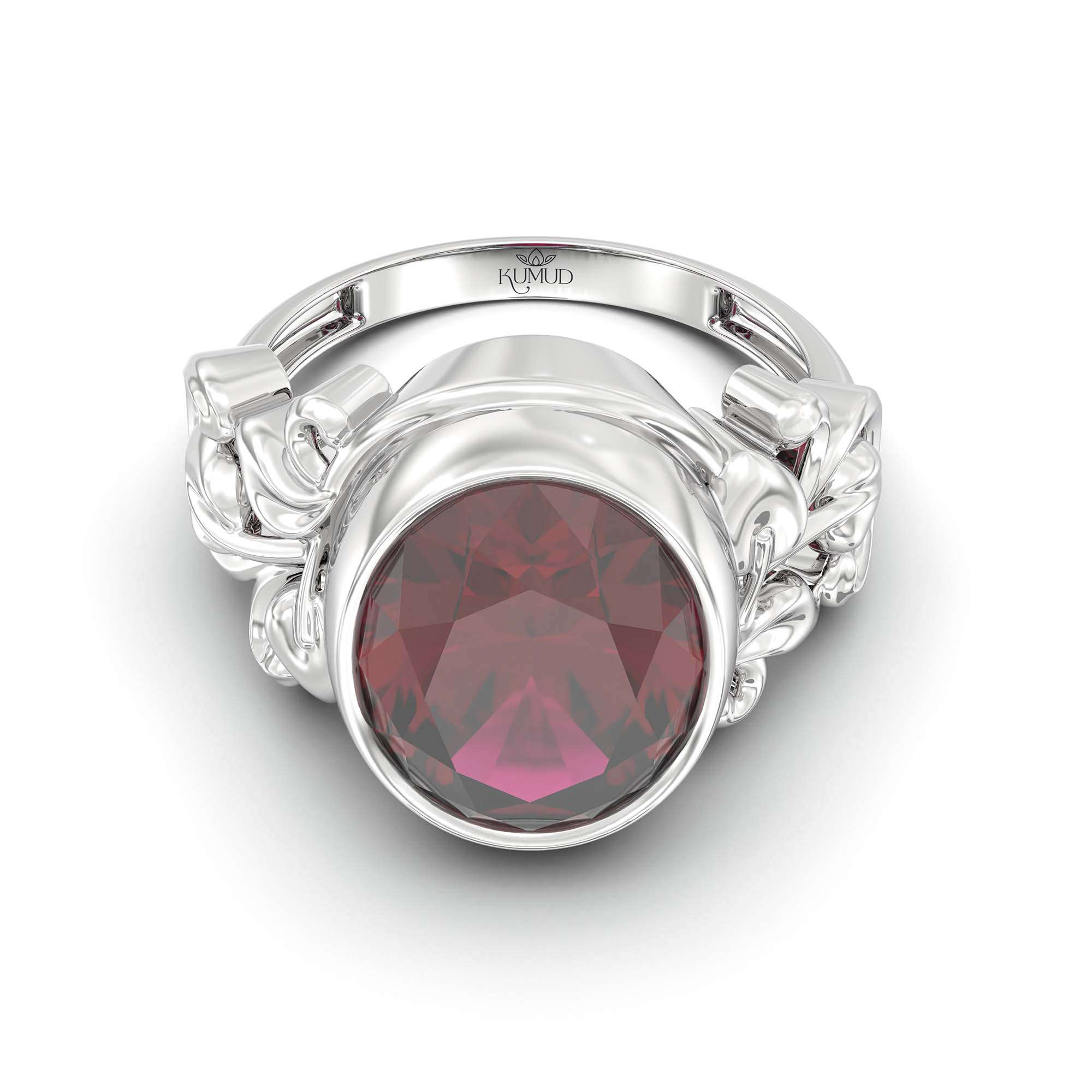 Ruby (Manik) Ring for Men in 925 Sterling Silver – Oval 14x11 mm, Bezel Setting, 9 g (Design K12-5) thumbnail