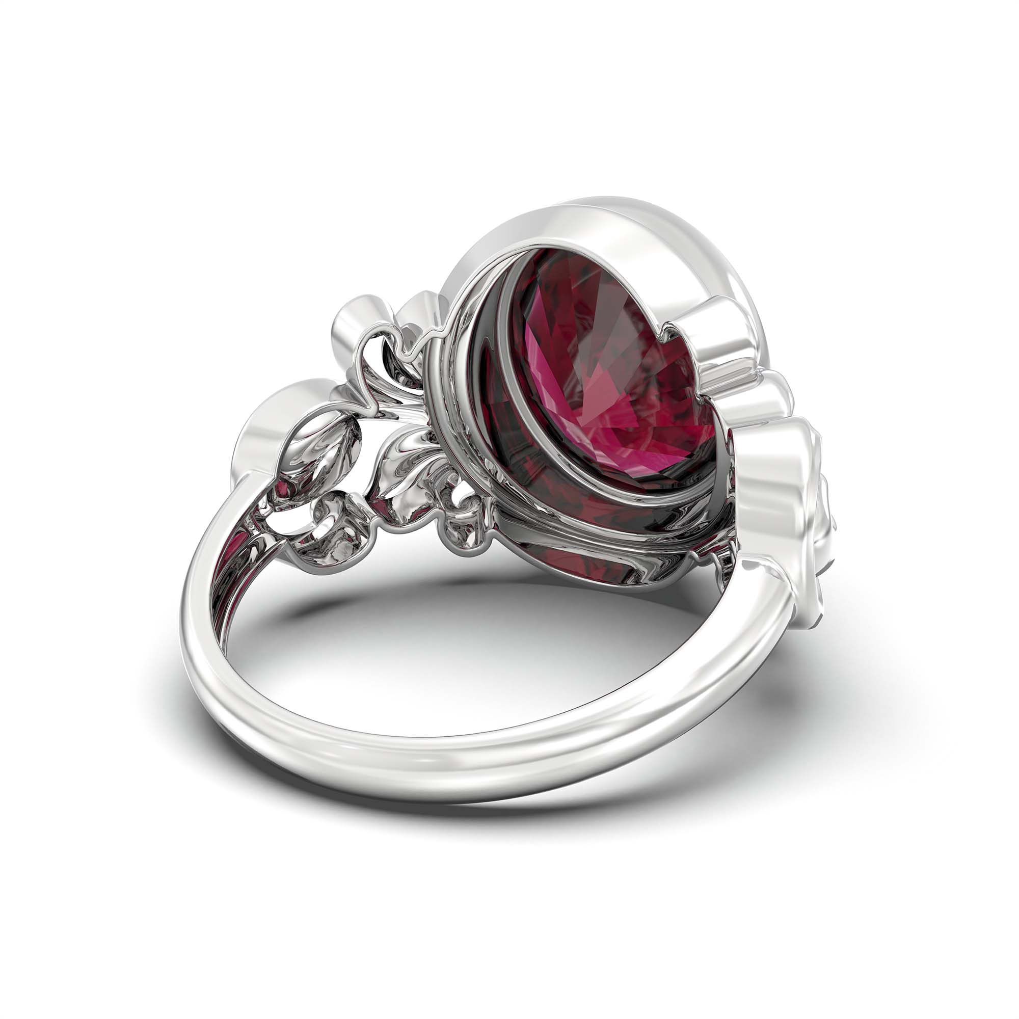 Ruby (Manik) Ring for Men in 925 Sterling Silver – Oval 14x11 mm, Bezel Setting, 9 g (Design K12-5) thumbnail