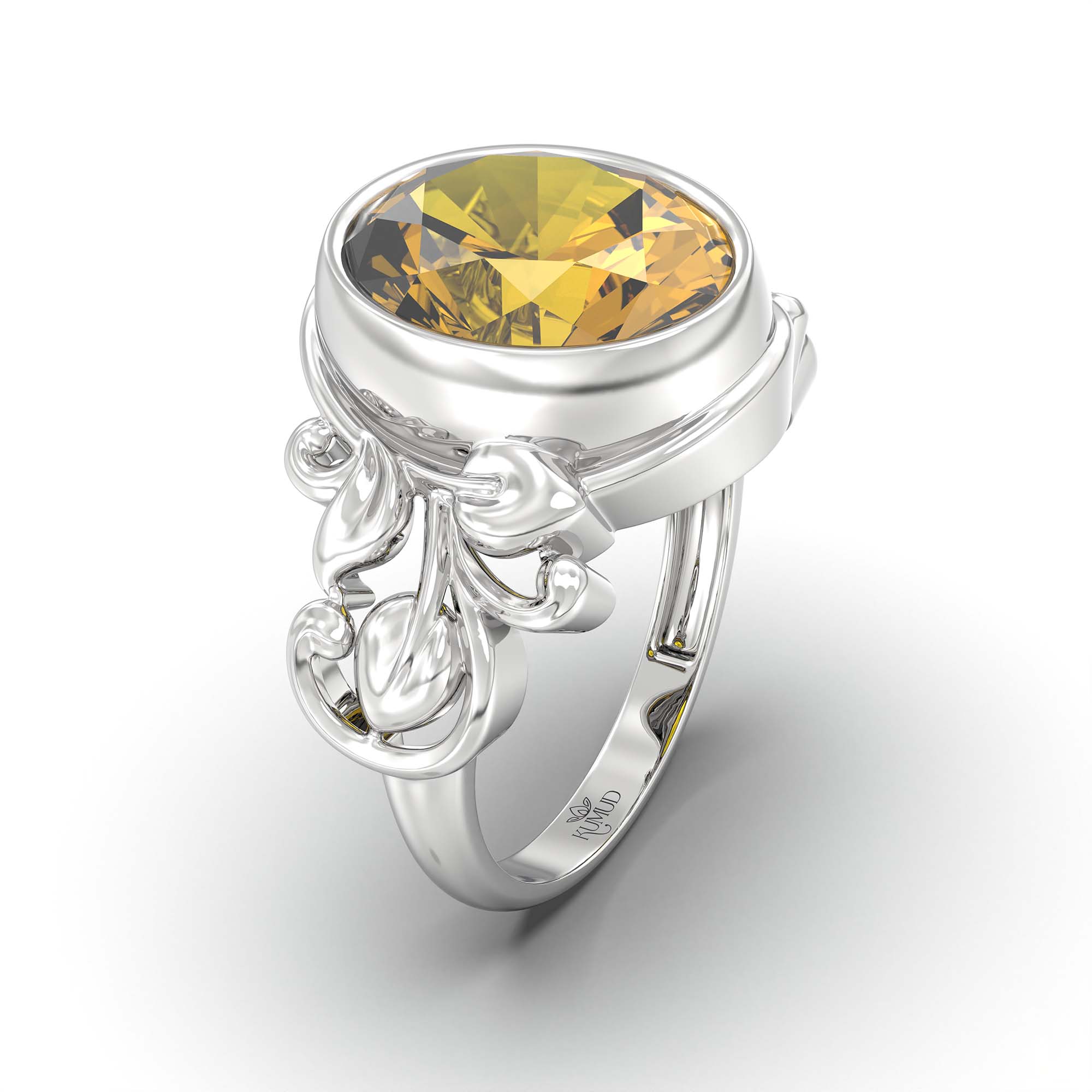 Yellow Sapphire (Pukhraj) Ring for Men in 925 Sterling Silver – Oval 14x11 mm, Bezel Setting, 9 g (Design K12-5) thumbnail
