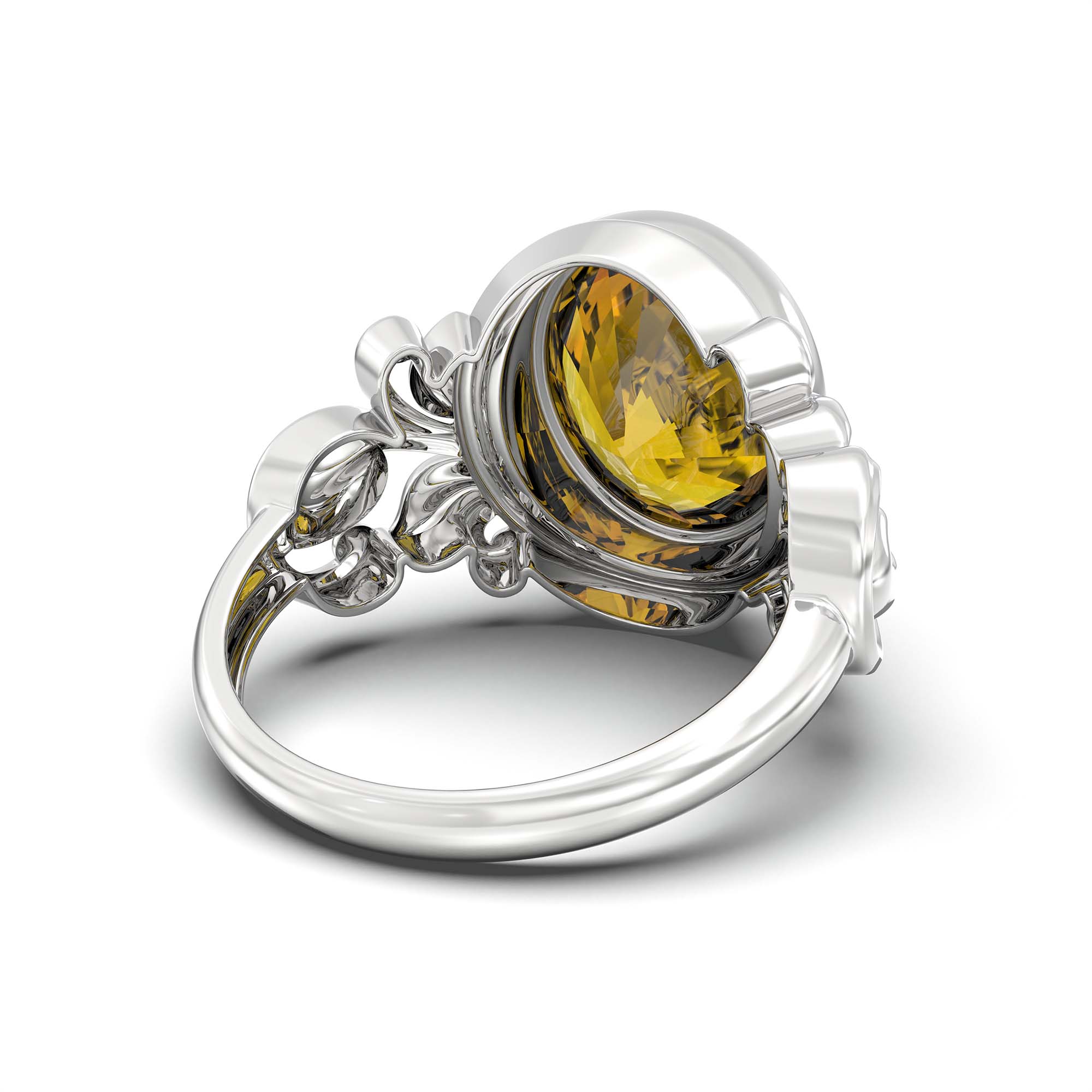 Yellow Sapphire (Pukhraj) Ring for Men in 925 Sterling Silver – Oval 14x11 mm, Bezel Setting, 9 g (Design K12-5) thumbnail