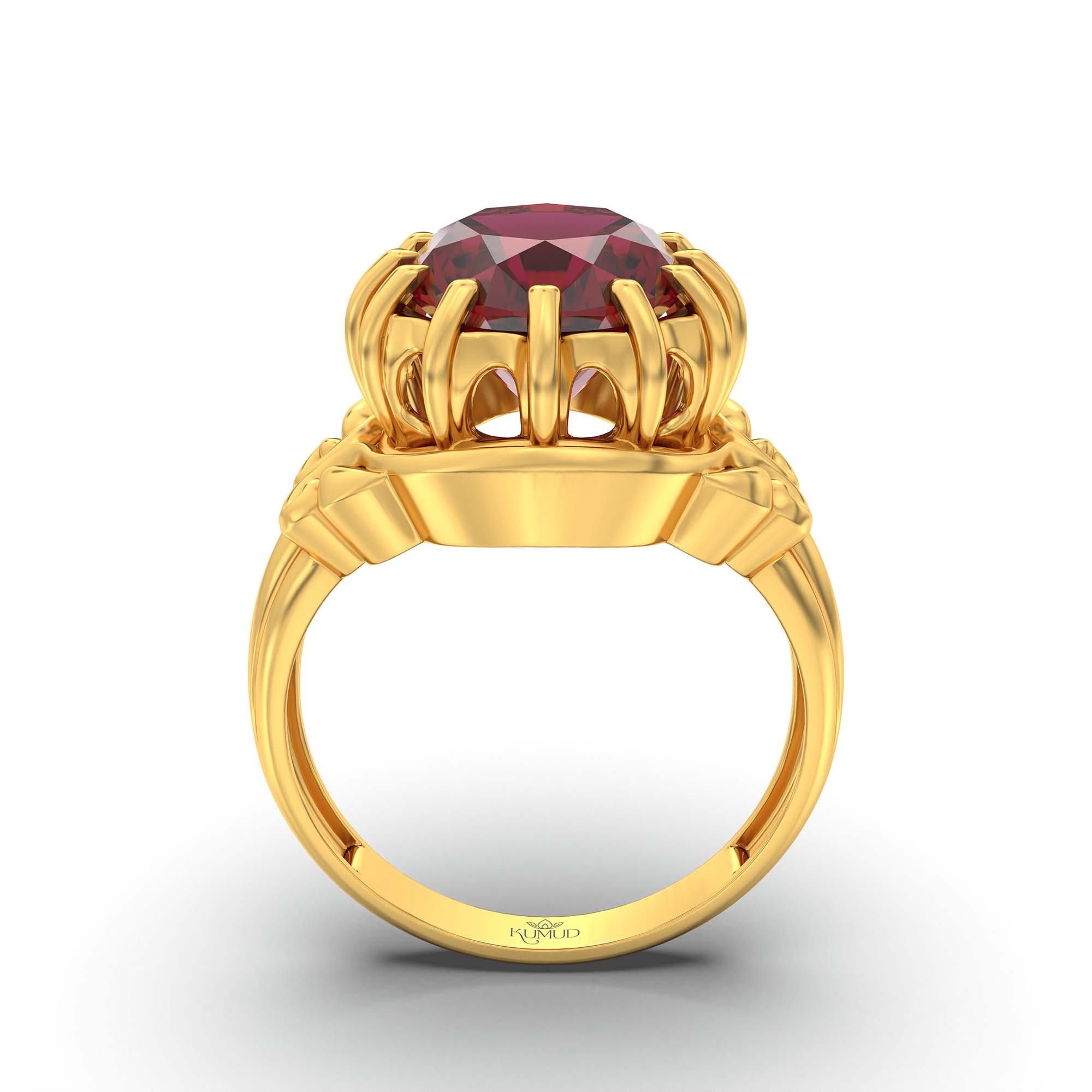 Ruby (Manik) Ring for Men in 22K Yellow Gold – Oval 14x11 mm, Prong Setting, 9 g (Design K12-6) thumbnail
