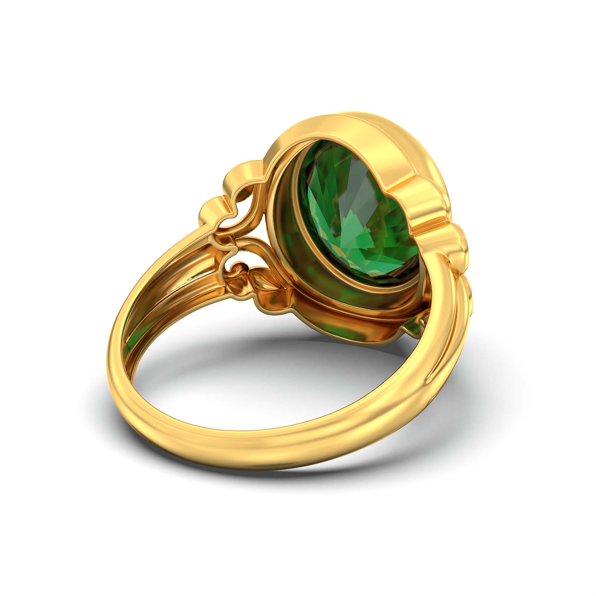 Emerald (Panna) Ring for Men in 22K Yellow Gold – Oval 14x11 mm, Bezel Setting, 9 g (Design K12-6) thumbnail