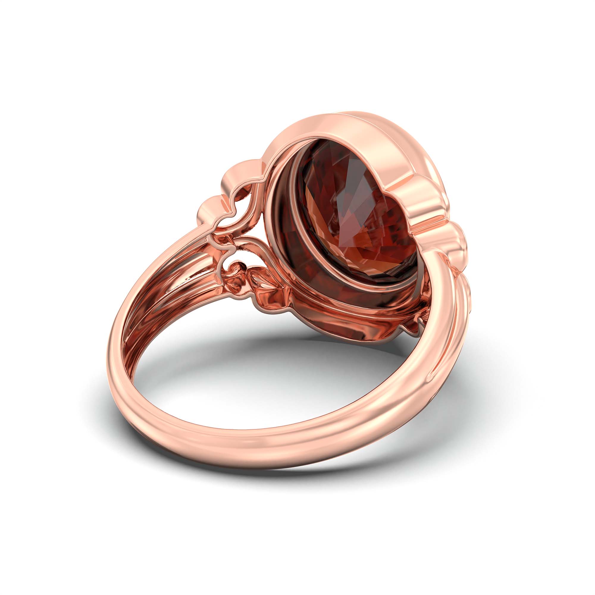 Hessonite (Gomed) Ring for Men in 18K Rose Gold – Oval 14x11 mm, Bezel Setting, 9 g (Design K12-6) thumbnail