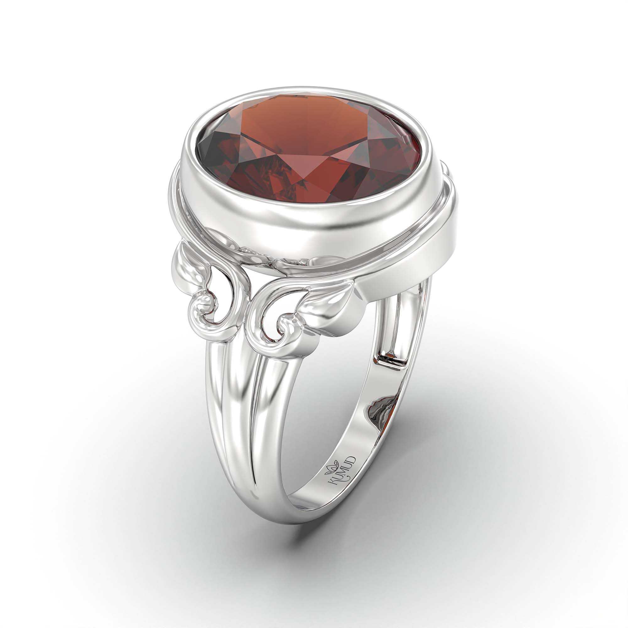 Hessonite (Gomed) Ring for Men in 925 Sterling Silver – Oval 14x11 mm, Bezel Setting, 9 g (Design K12-6) thumbnail
