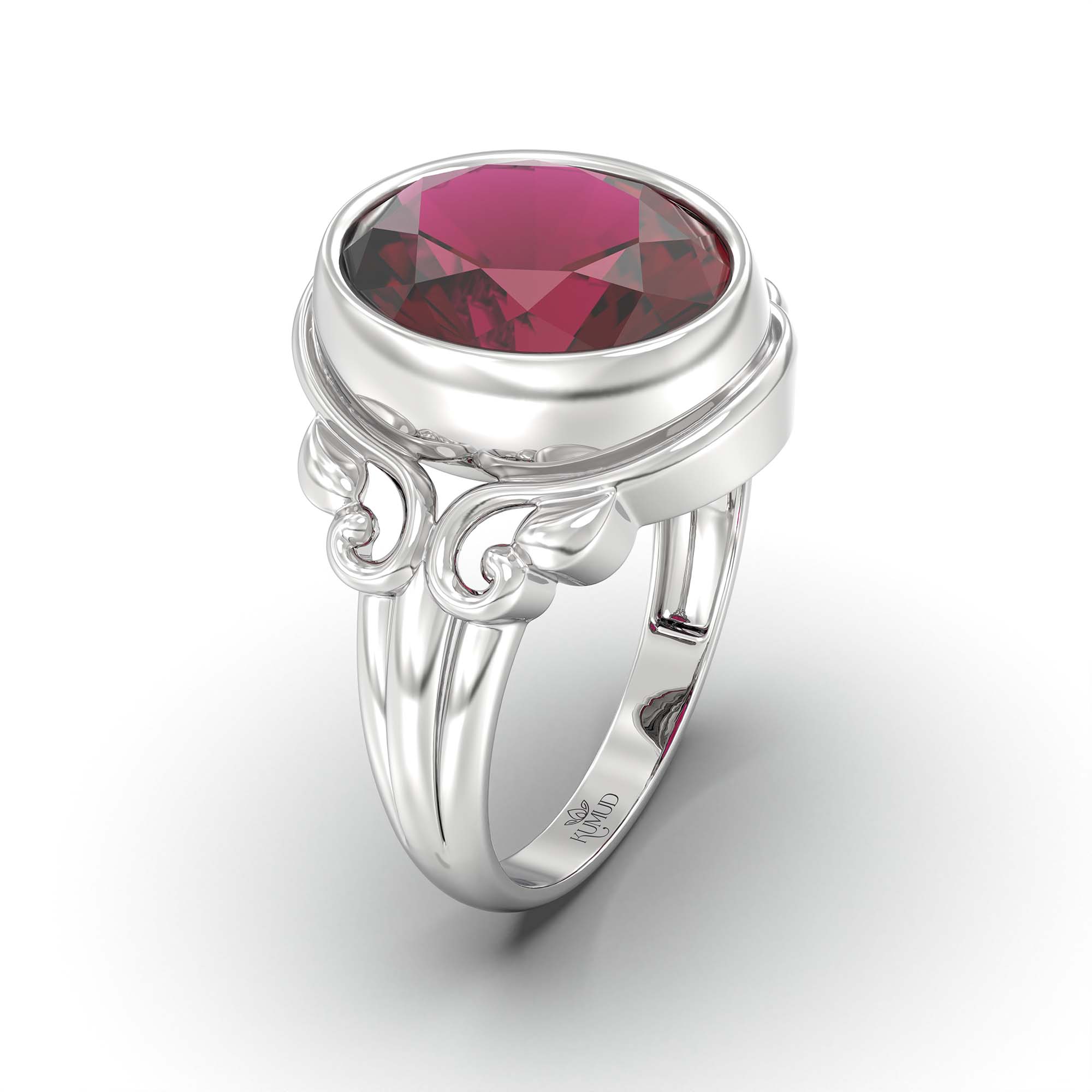 Ruby (Manik) Ring for Men in 925 Sterling Silver – Oval 14x11 mm, Bezel Setting, 9 g (Design K12-6) thumbnail