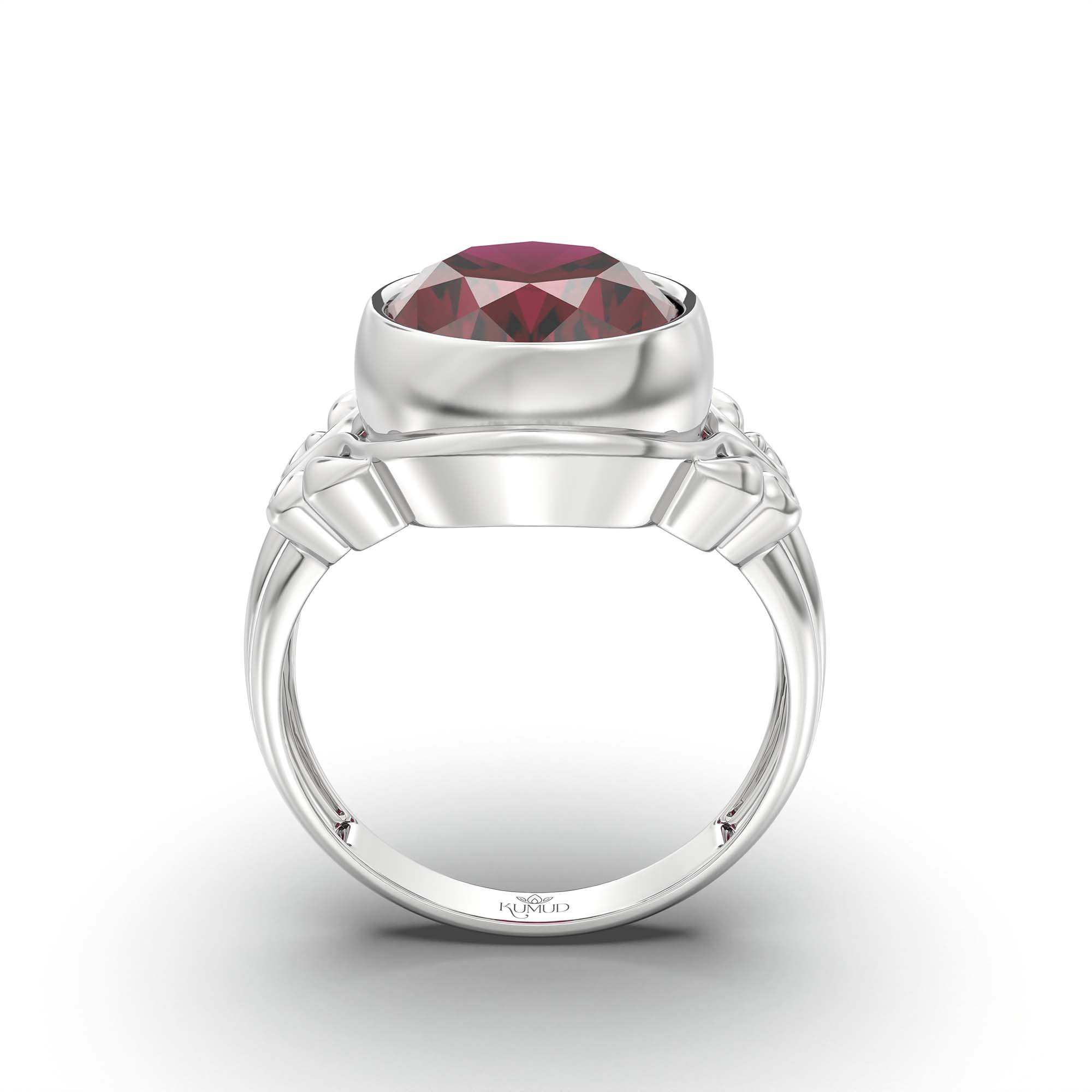 Ruby (Manik) Ring for Men in 925 Sterling Silver – Oval 14x11 mm, Bezel Setting, 9 g (Design K12-6) thumbnail
