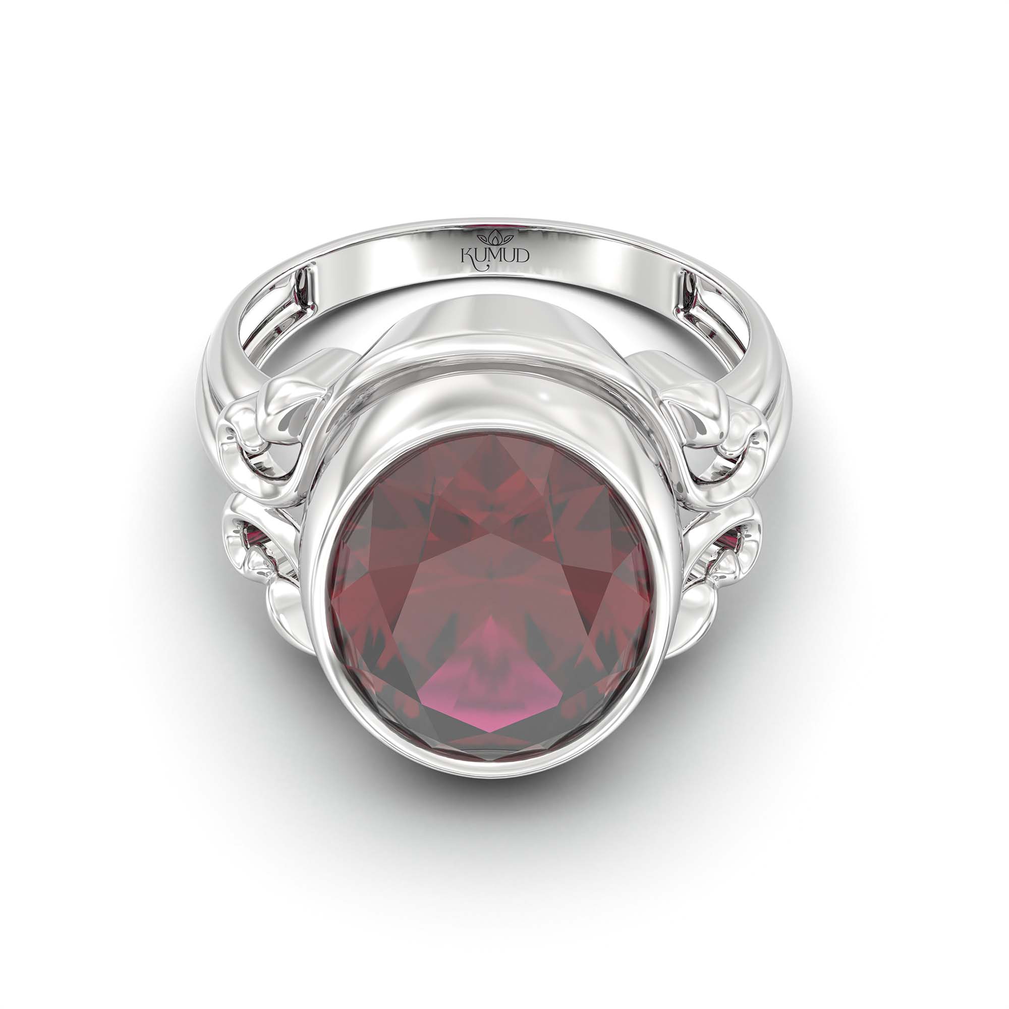 Ruby (Manik) Ring for Men in 925 Sterling Silver – Oval 14x11 mm, Bezel Setting, 9 g (Design K12-6) thumbnail