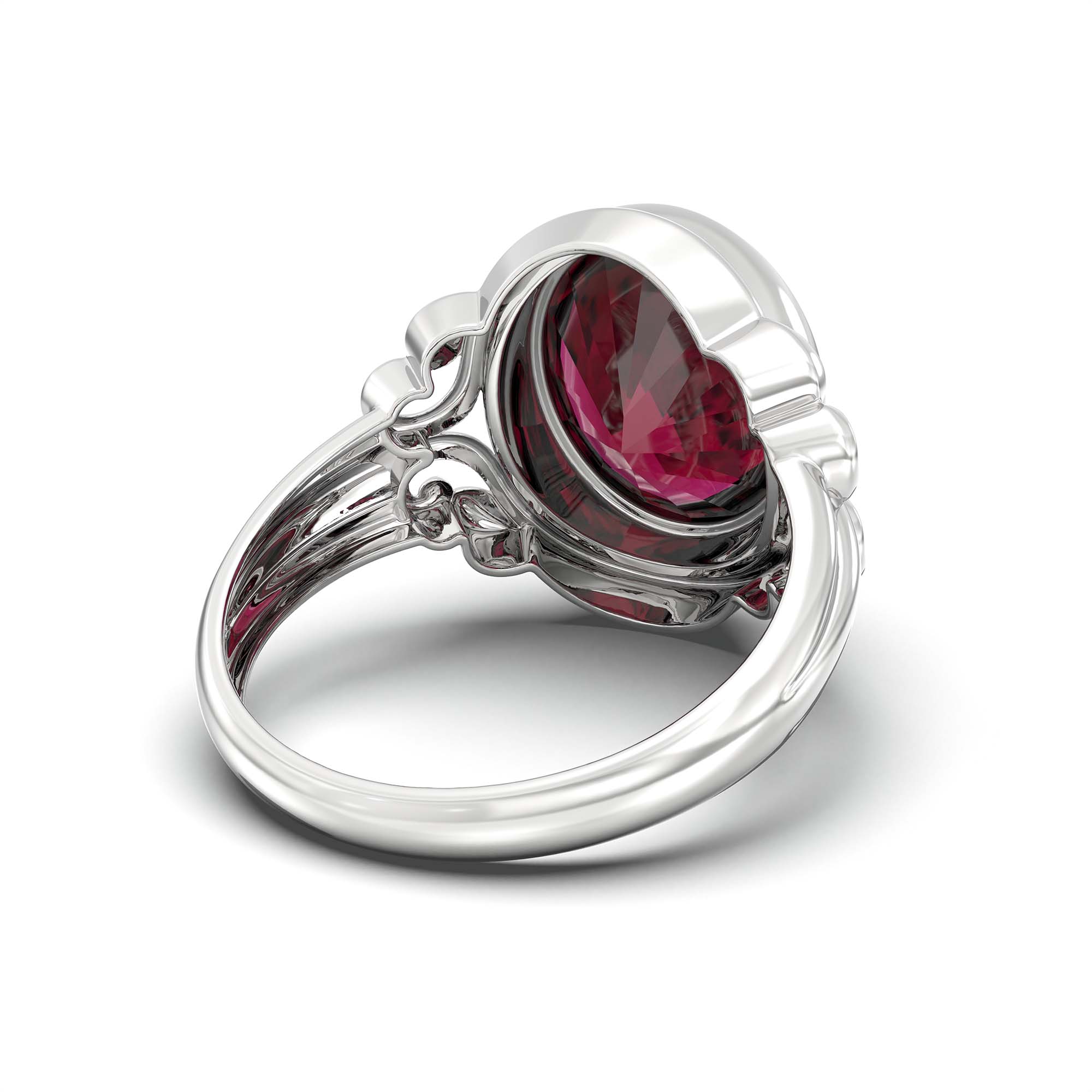 Ruby (Manik) Ring for Men in 925 Sterling Silver – Oval 14x11 mm, Bezel Setting, 9 g (Design K12-6) thumbnail