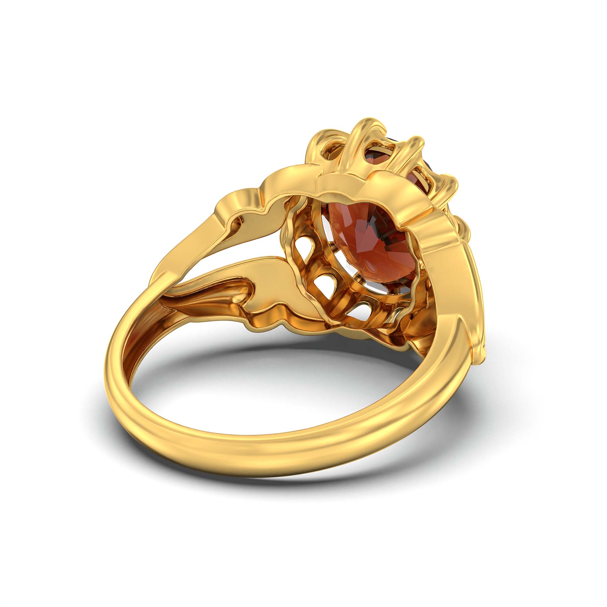 Hessonite (Gomed) Ring for Men in 22K Yellow Gold – Oval 14x11 mm, Prong Setting, 9 g (Design K12-7) thumbnail