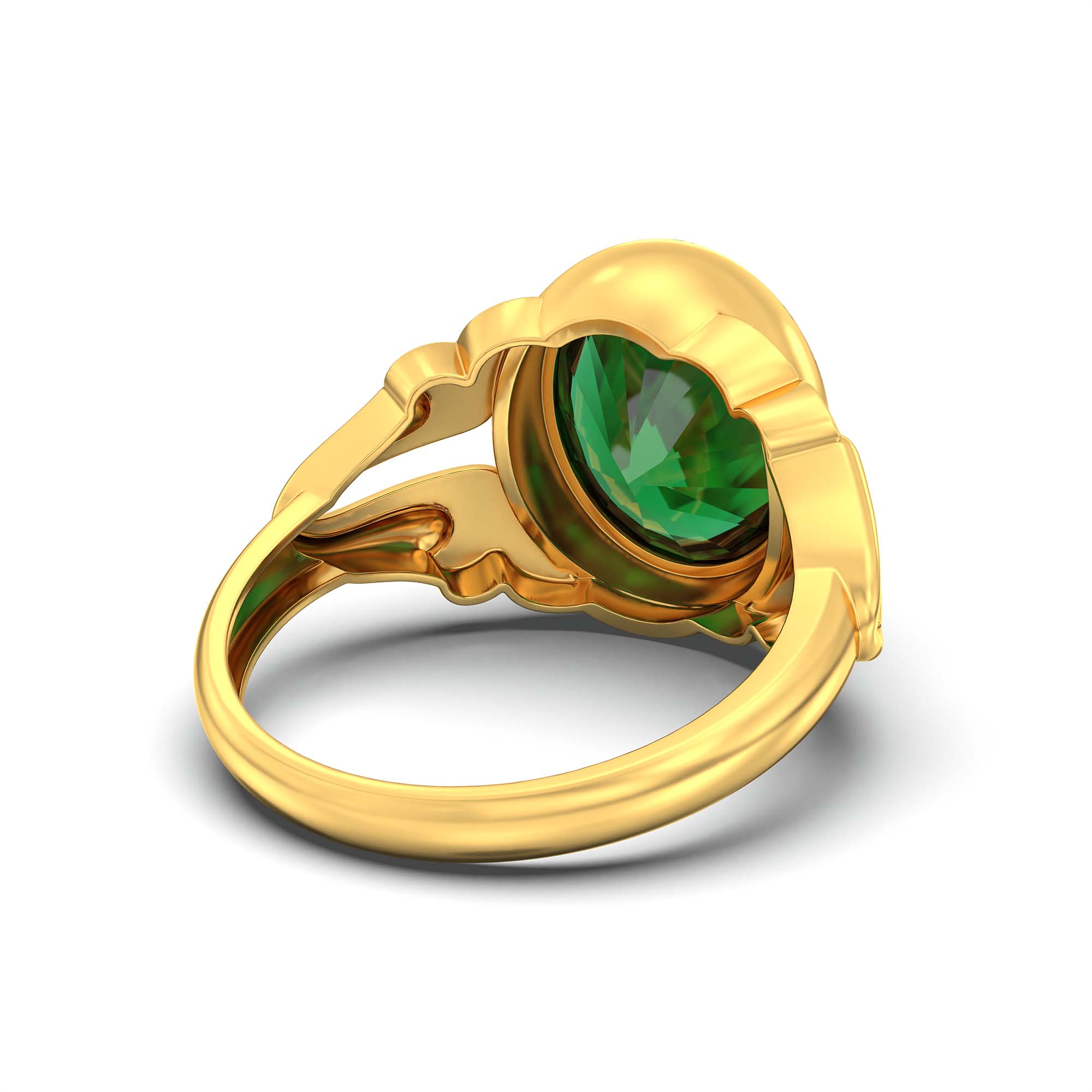 Emerald (Panna) Ring for Men in 22K Yellow Gold – Oval 14x11 mm, Bezel Setting, 9 g (Design K12-7) thumbnail