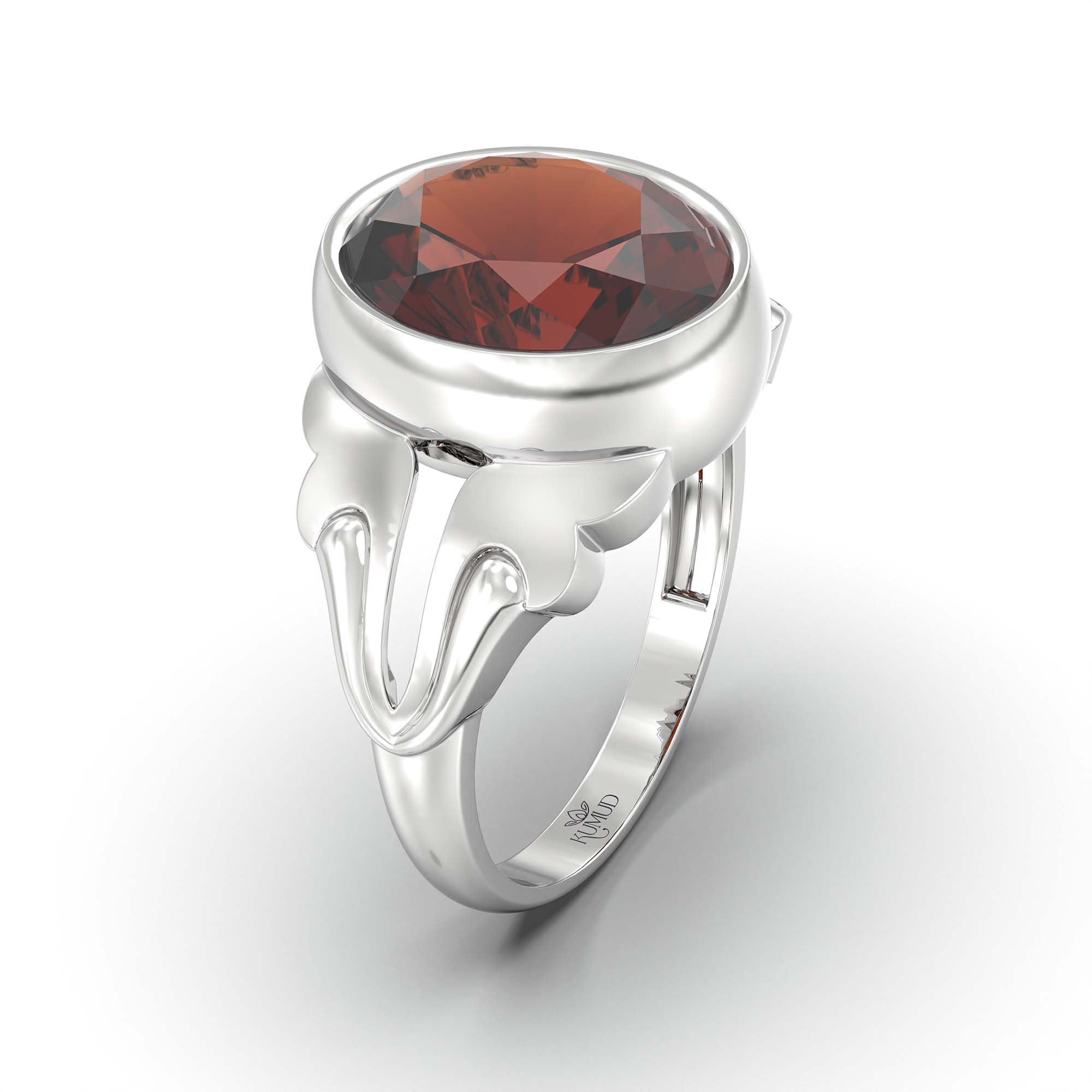 Hessonite (Gomed) Ring for Men in 925 Sterling Silver – Oval 14x11 mm, Bezel Setting, 9 g (Design K12-7) thumbnail