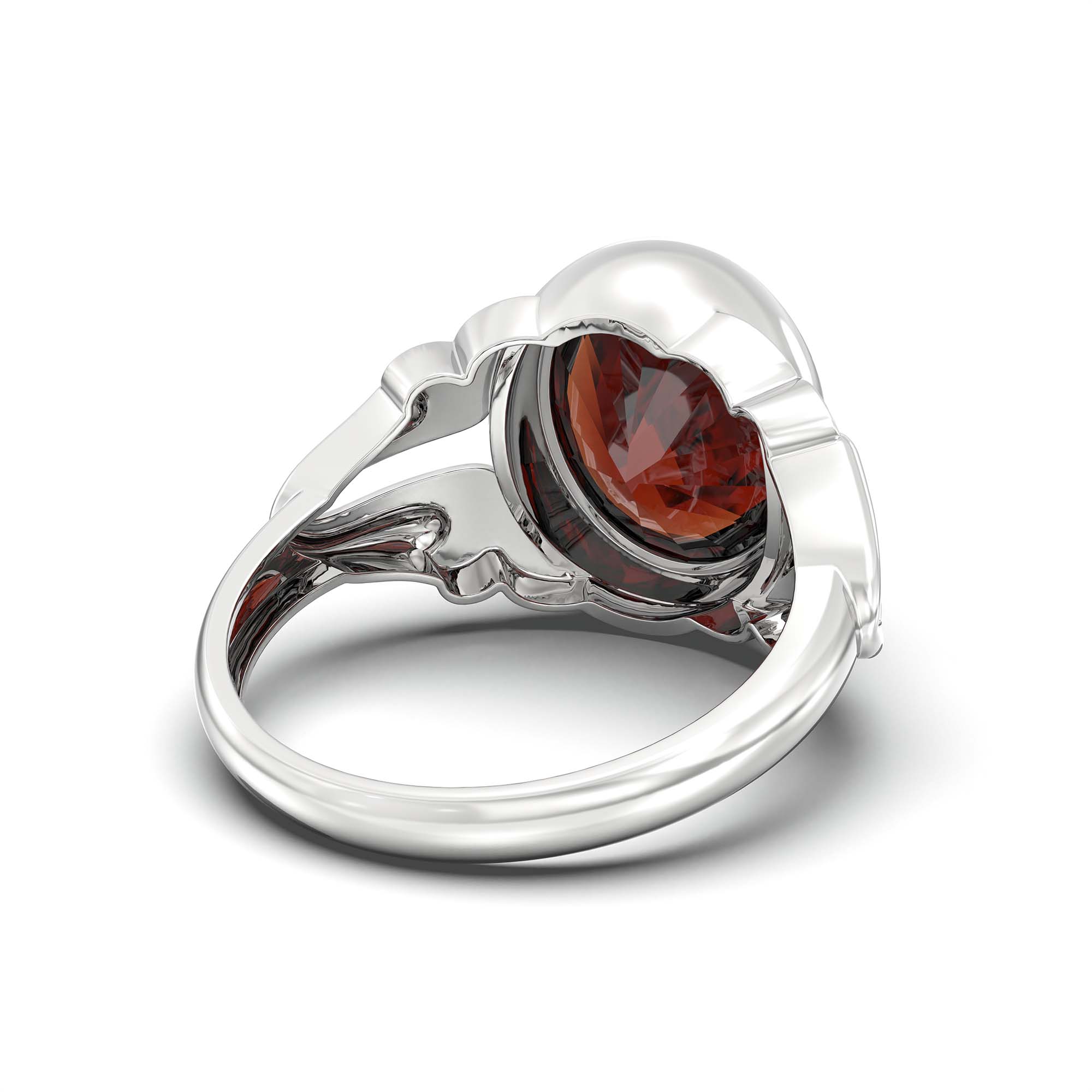 Hessonite (Gomed) Ring for Men in 925 Sterling Silver – Oval 14x11 mm, Bezel Setting, 9 g (Design K12-7) thumbnail