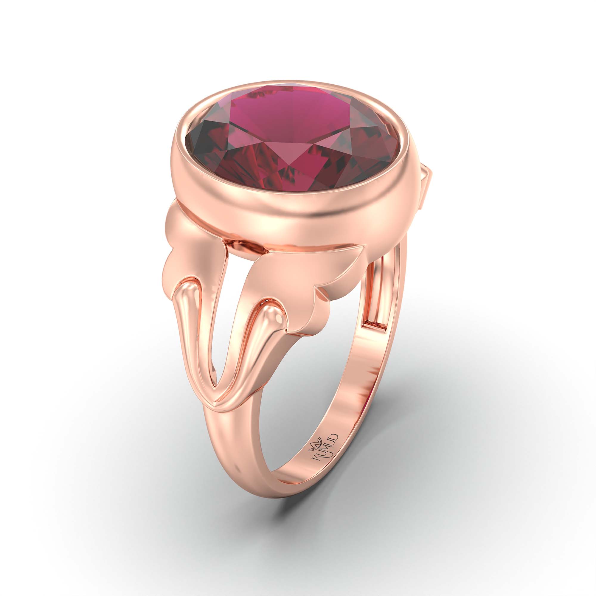Ruby (Manik) Ring for Men in 18K Rose Gold – Oval 14x11 mm, Bezel Setting, 9 g (Design K12-7) thumbnail