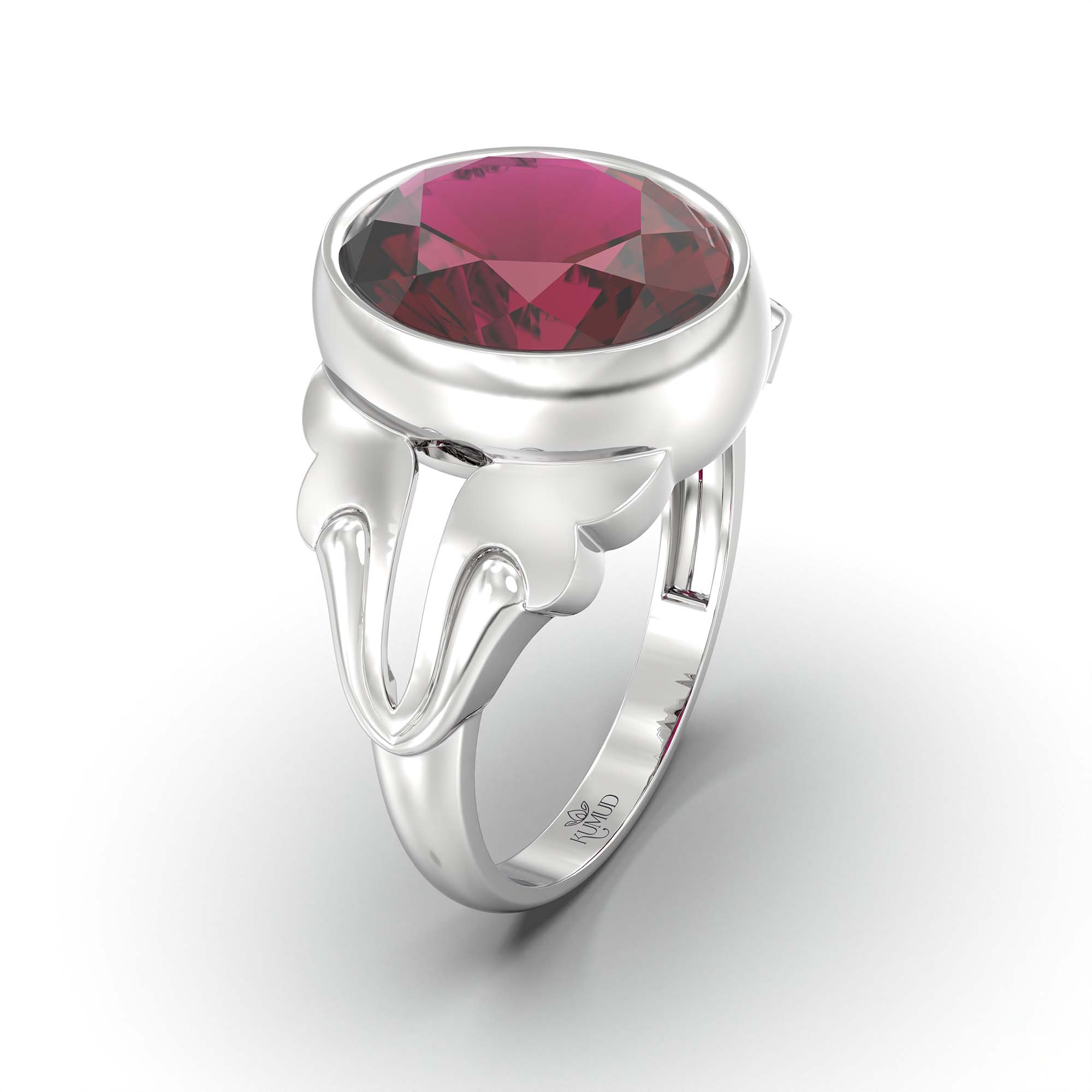 Ruby (Manik) Ring for Men in 925 Sterling Silver – Oval 14x11 mm, Bezel Setting, 9 g (Design K12-7) thumbnail