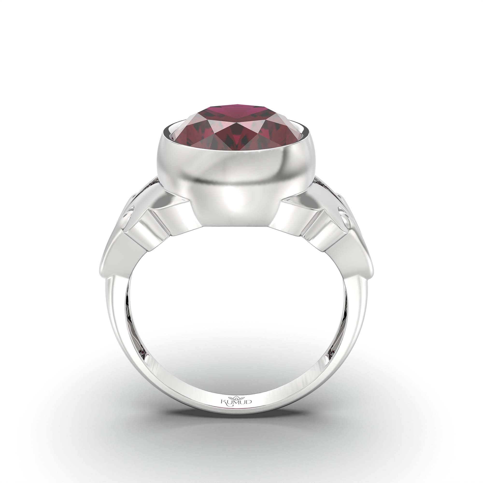 Ruby (Manik) Ring for Men in 925 Sterling Silver – Oval 14x11 mm, Bezel Setting, 9 g (Design K12-7) thumbnail