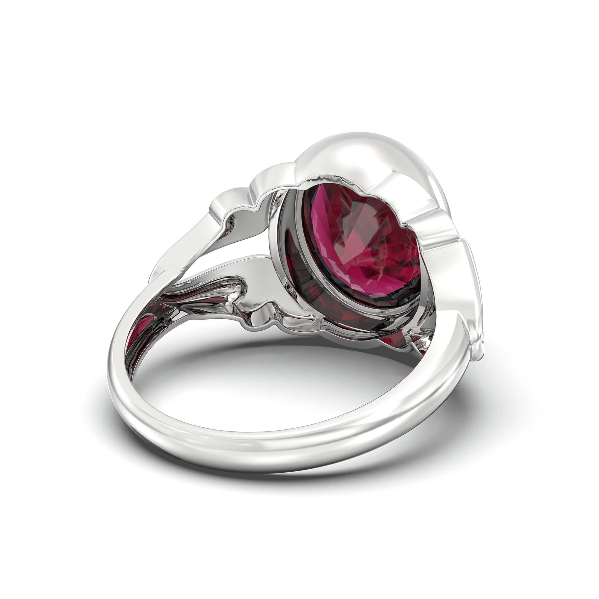 Ruby (Manik) Ring for Men in 925 Sterling Silver – Oval 14x11 mm, Bezel Setting, 9 g (Design K12-7) thumbnail