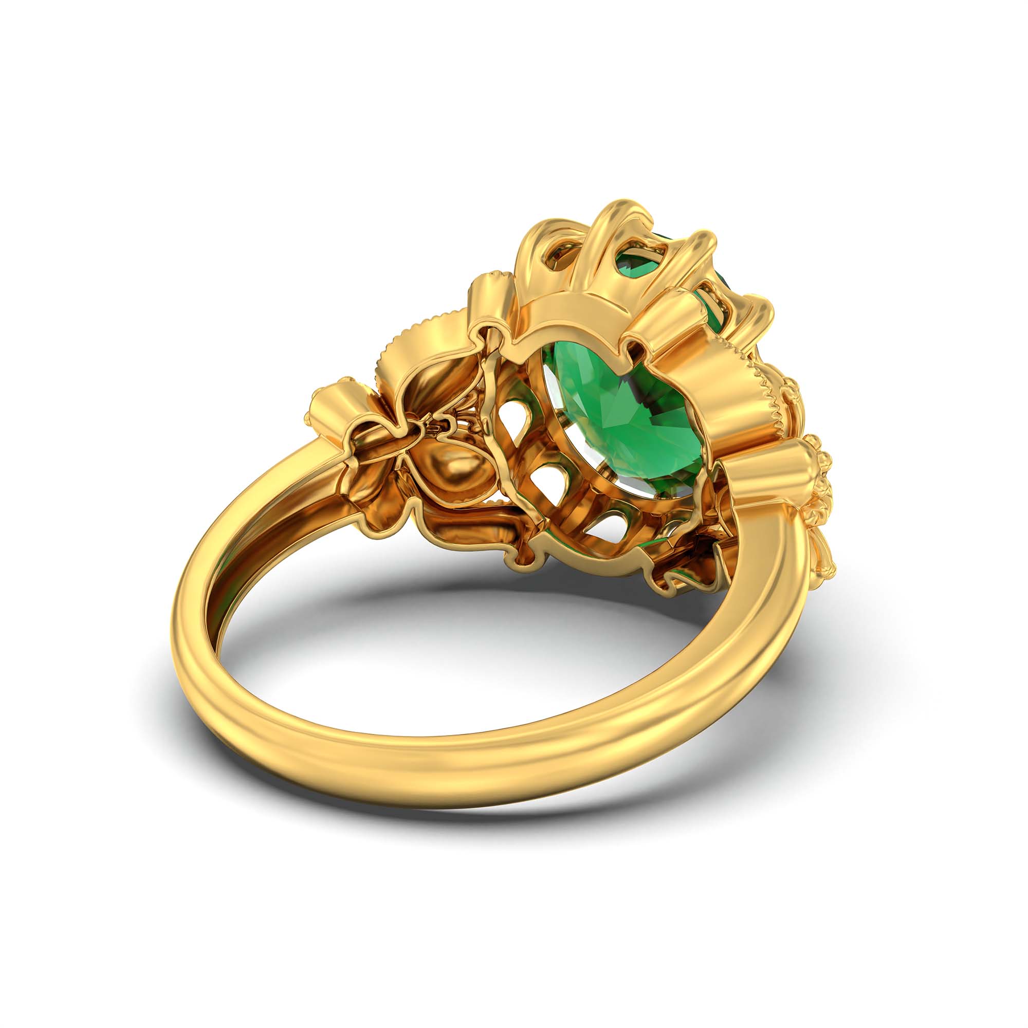 Emerald (Panna) Ring for Men in 22K Yellow Gold – Oval 14x11 mm, Prong Setting, 10 g (Design K12-8) thumbnail