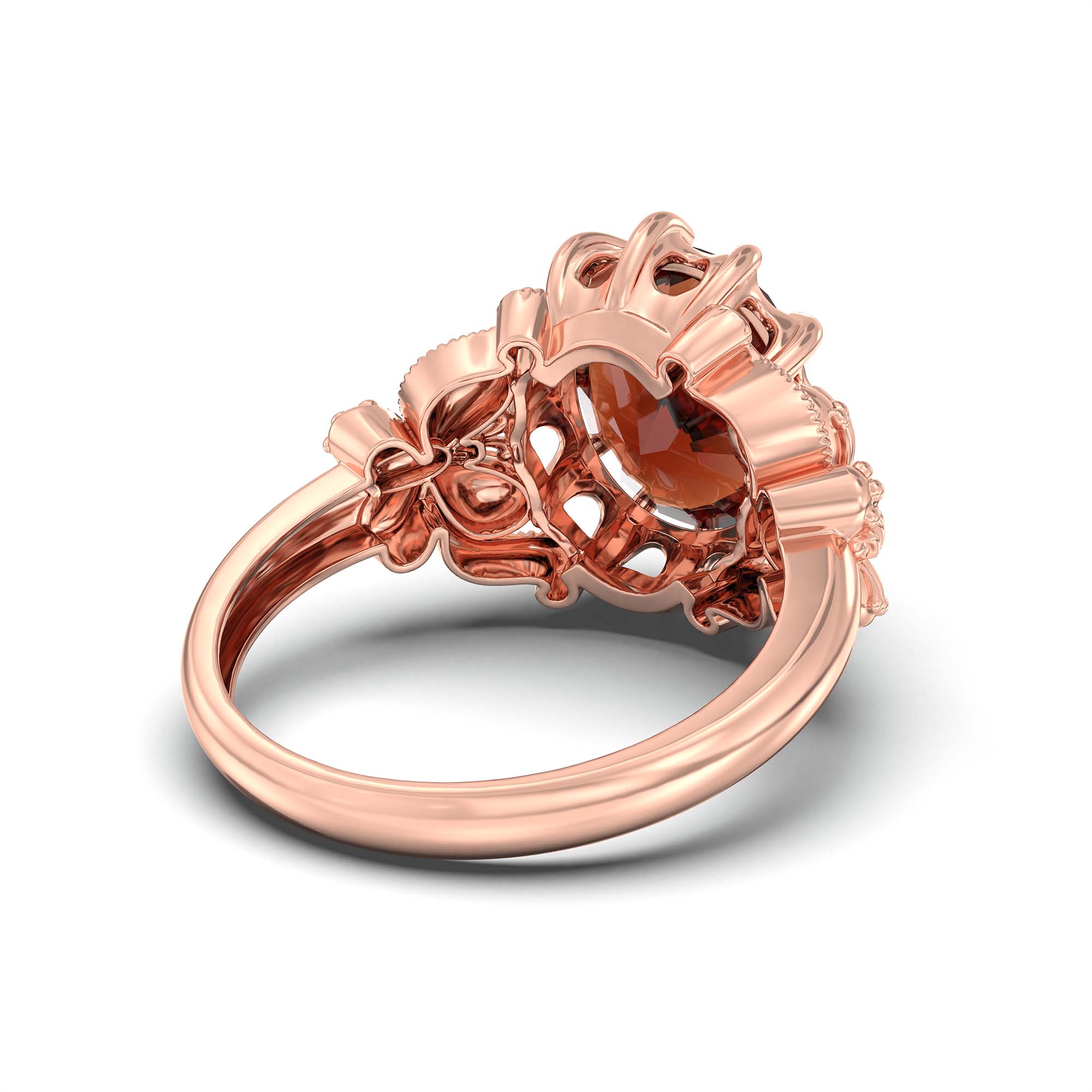 Hessonite (Gomed) Ring for Men in 18K Rose Gold – Oval 14x11 mm, Prong Setting, 10 g (Design K12-8) thumbnail
