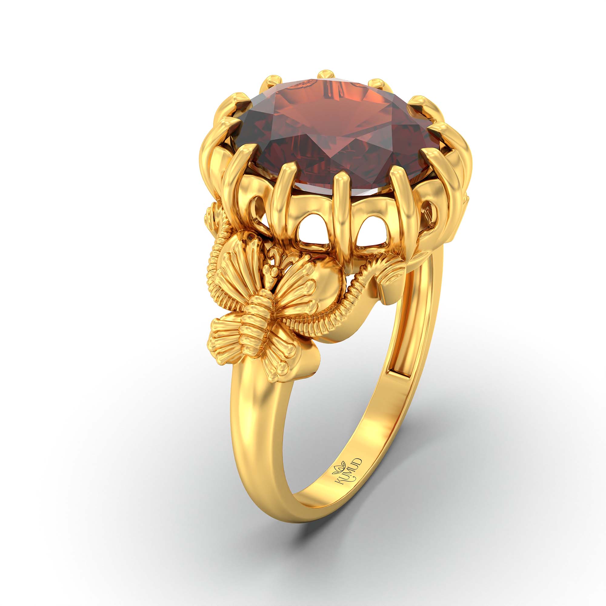 Hessonite (Gomed) Ring for Men in 22K Yellow Gold – Oval 14x11 mm, Prong Setting, 10 g (Design K12-8) thumbnail