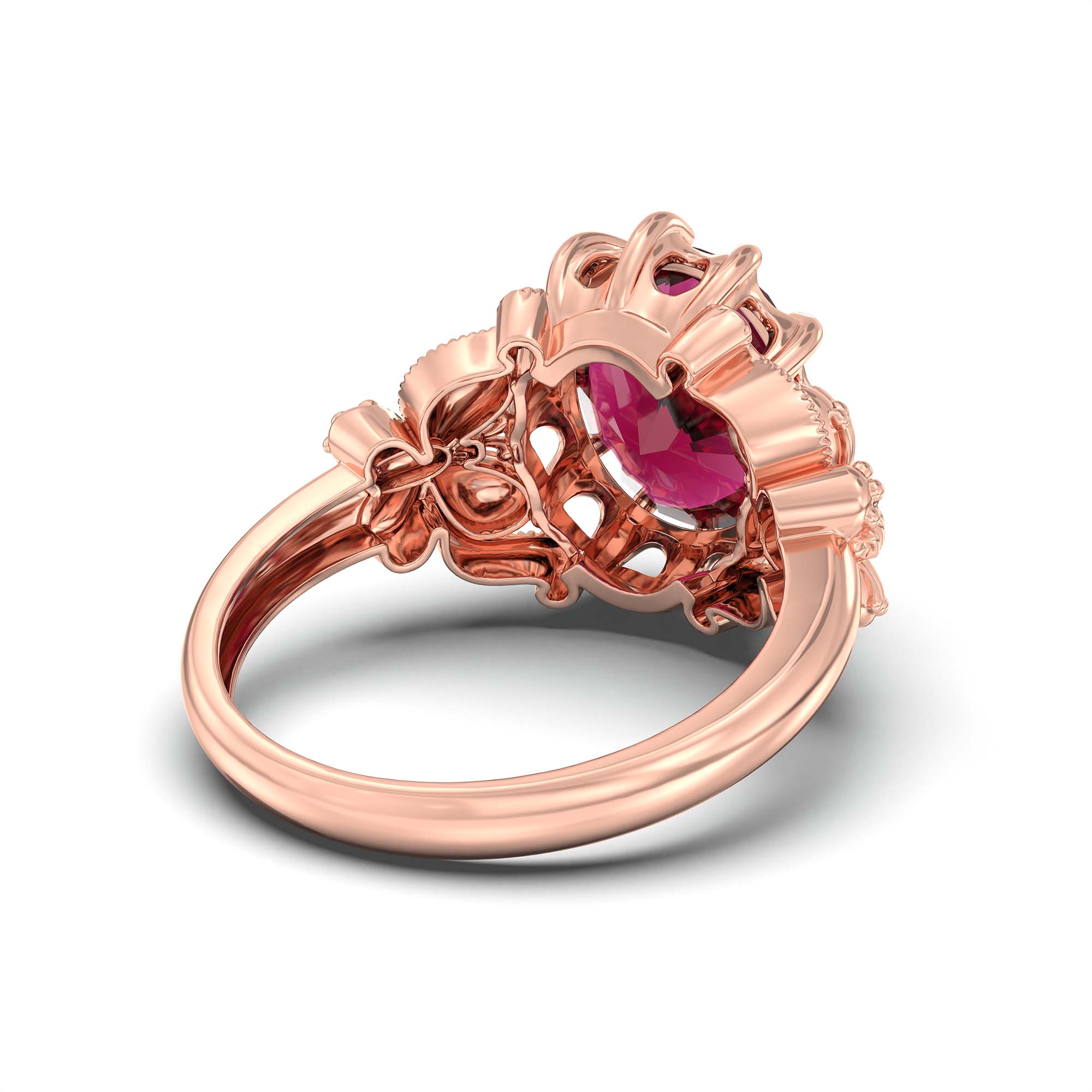 Ruby (Manik) Ring for Men in 18K Rose Gold – Oval 14x11 mm, Prong Setting, 10 g (Design K12-8) thumbnail