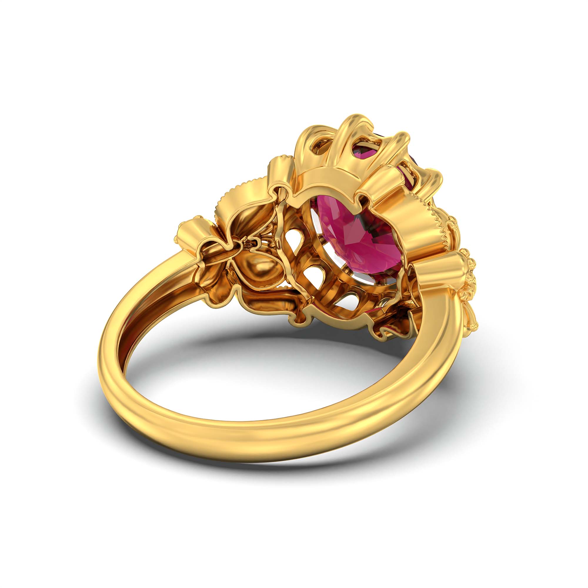 Ruby (Manik) Ring for Men in 22K Yellow Gold – Oval 14x11 mm, Prong Setting, 10 g (Design K12-8) thumbnail