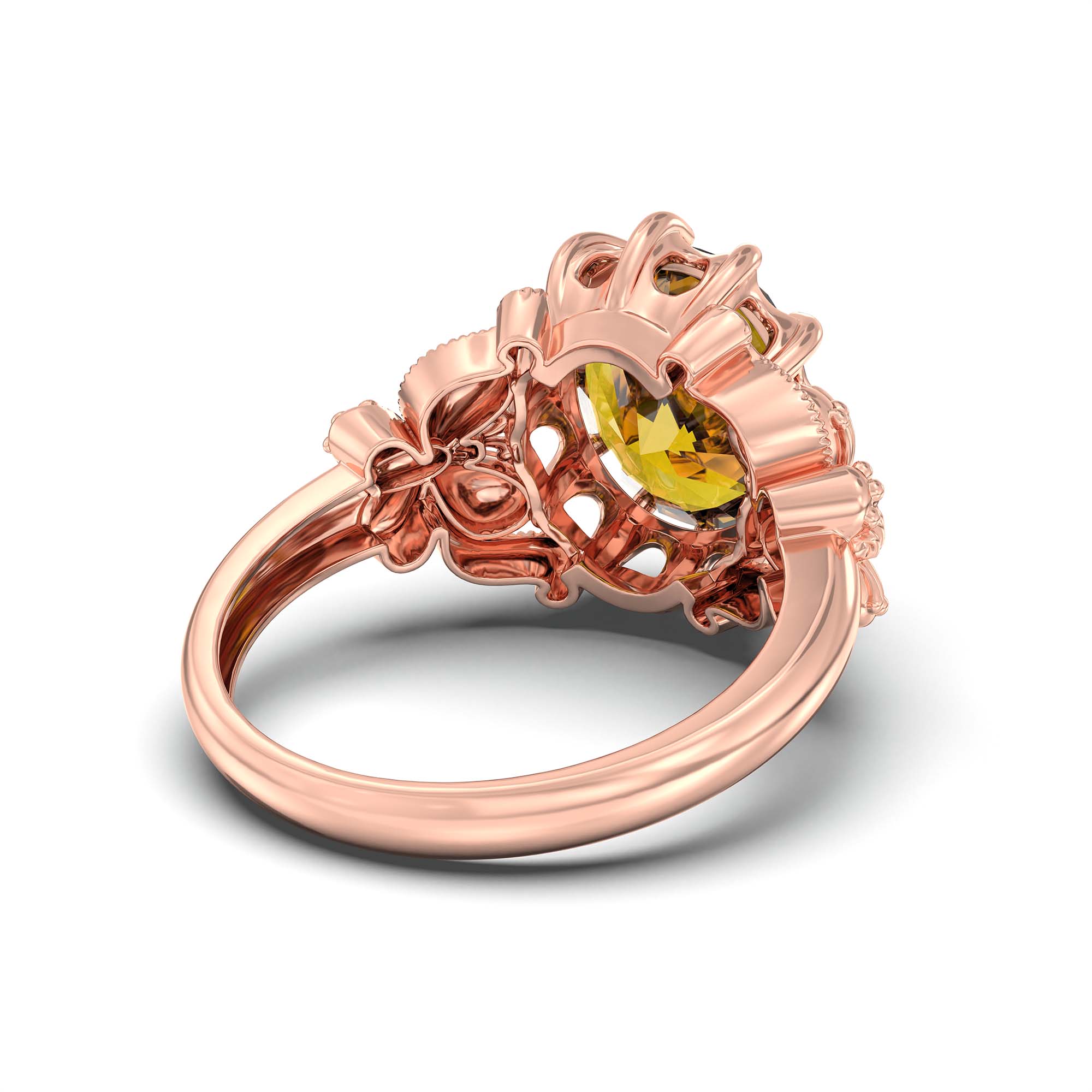 Yellow Sapphire (Pukhraj) Ring for Men in 18K Rose Gold – Oval 14x11 mm, Prong Setting, 10 g (Design K12-8) thumbnail